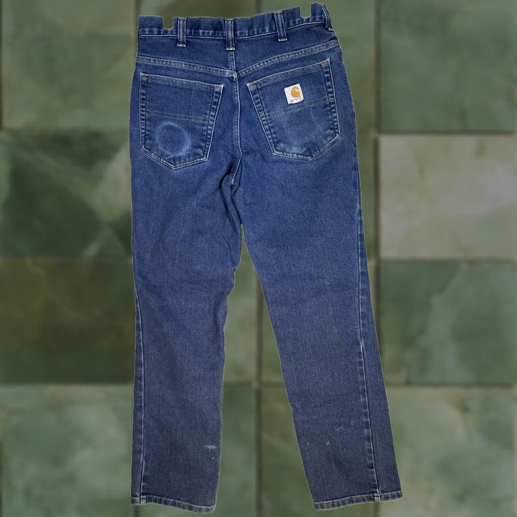 Carhartt VINTAGE Carhartt Jeans Mens 32x28 Blue Straight Leg Stretch Denim Workwear Zip Fly Size US 32 / EU 48 - 1 Thumbnail