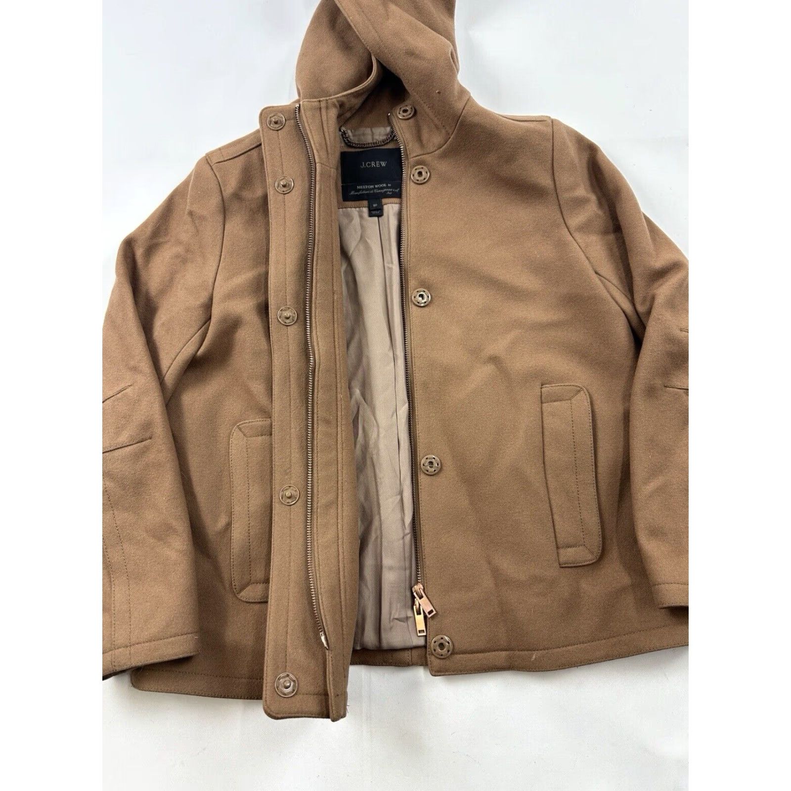 J.Crew J.Crew Jacket Womens 8P Petite Brown Milton Wool Coat Hooded Full Zip Size M / US 6-8 / IT 42-44 - 2 Thumbnail