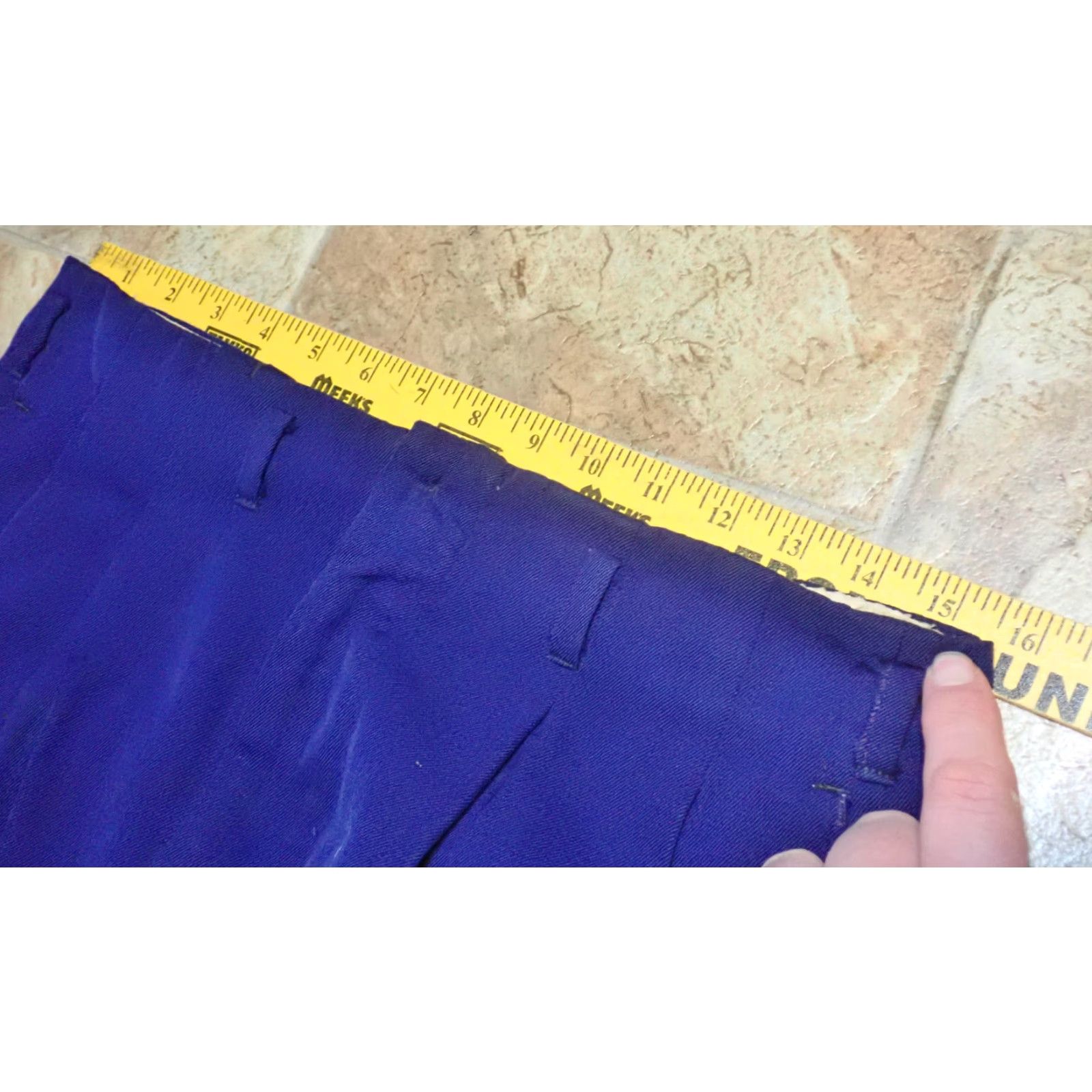 Vintage VINTAGE Wool Gabardine Dress Pants Blue 31x26 Pleated Cuffed Retro 1940s 50s 60s Unisex Size US 31 - 4 Thumbnail