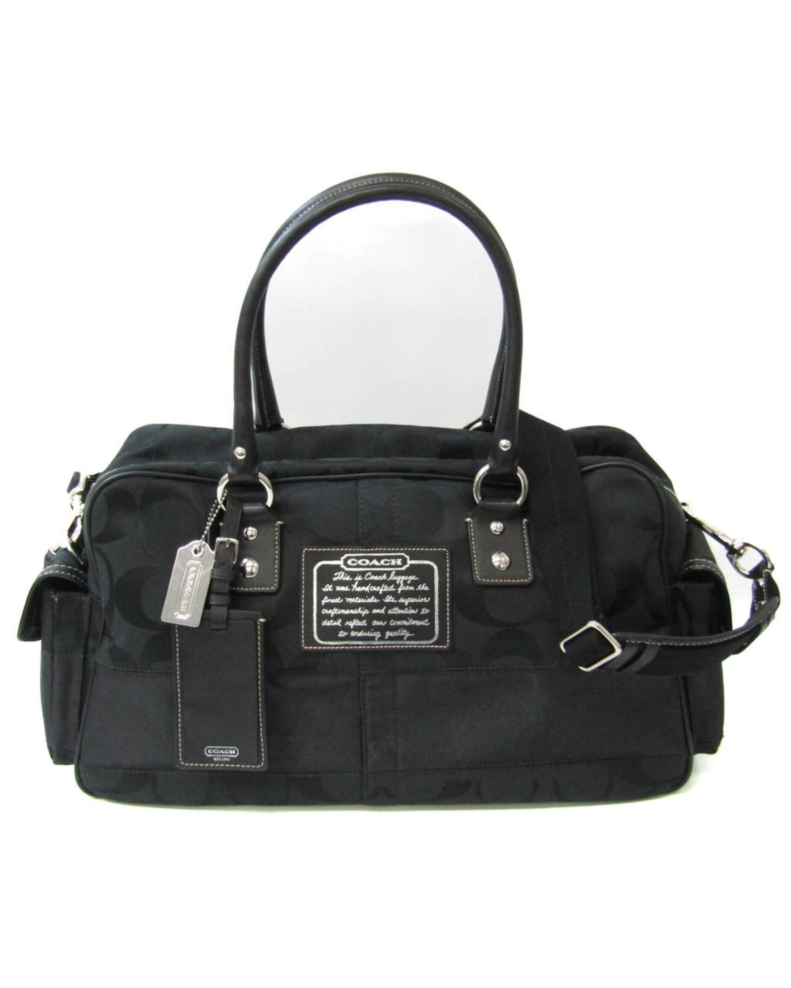 image of Coach Signature Boston Bag With Silver Hardware in Black, Women's