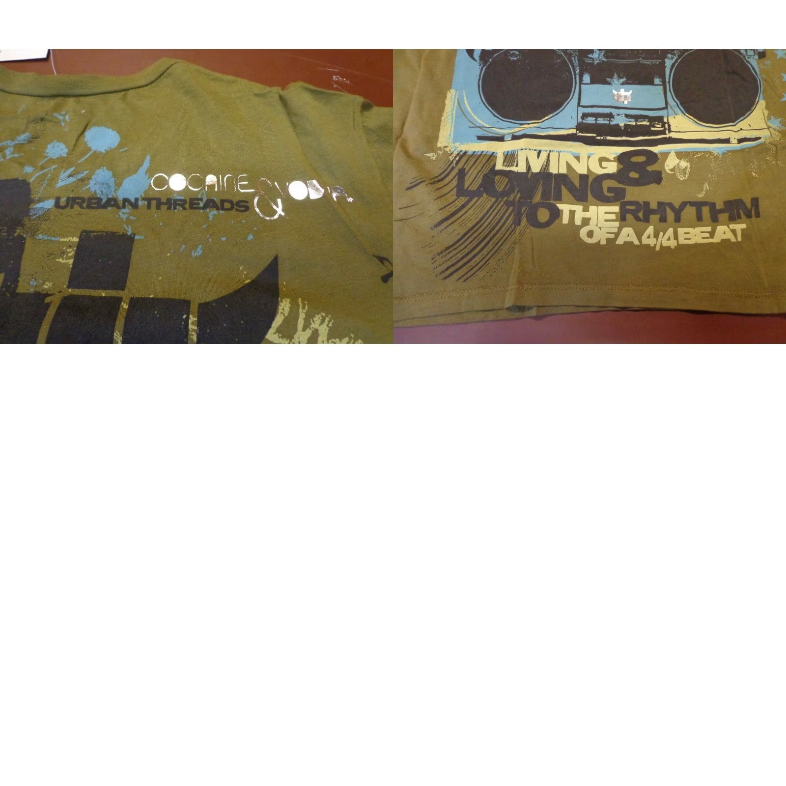Olive Cocaine & Vodka Urban Threads T Shirt Olive Green M Graphic Tee Crew Neck Short Sleeve Men Toys? Size US M / EU 48-50 / 2 - 8 Thumbnail