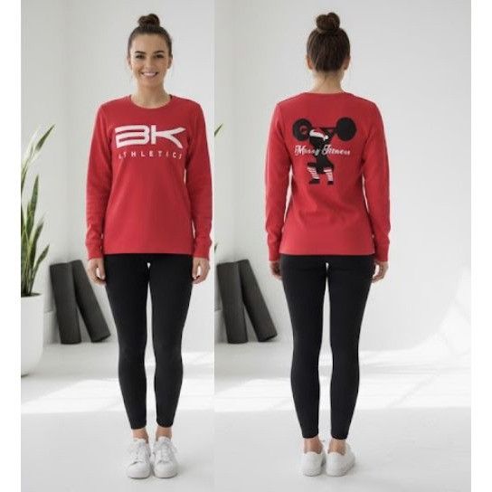 Other ⭐Womens Long Sleeve T-shirt Tee S Red Merry Christmas Holida Size S / US 4 / IT 40 - 1 Thumbnail