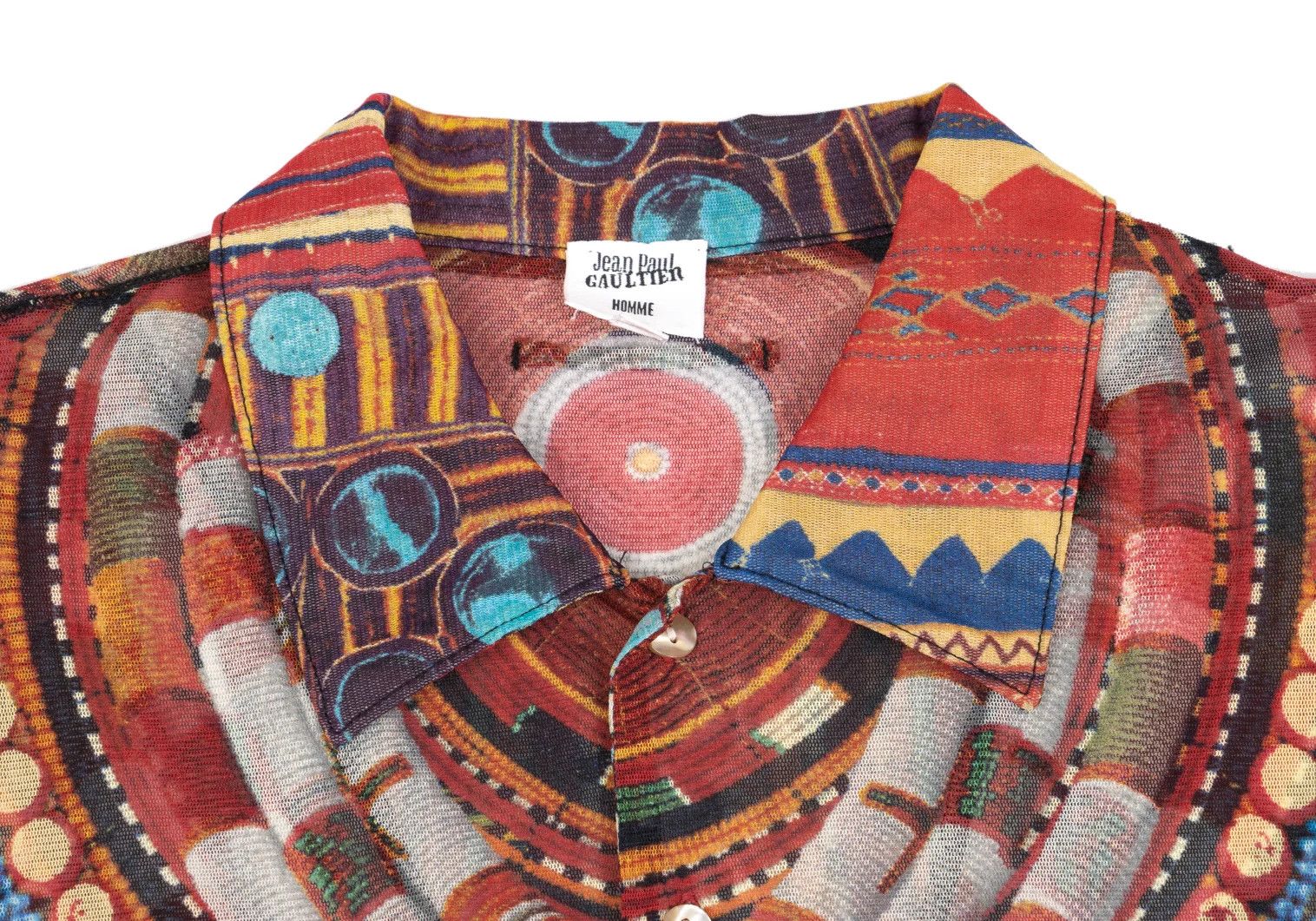Jean Paul Gaultier Ethnic Print Power Net Shirt Multi Color Size 48 Size US M / EU 48-50 / 2 - 3 Thumbnail