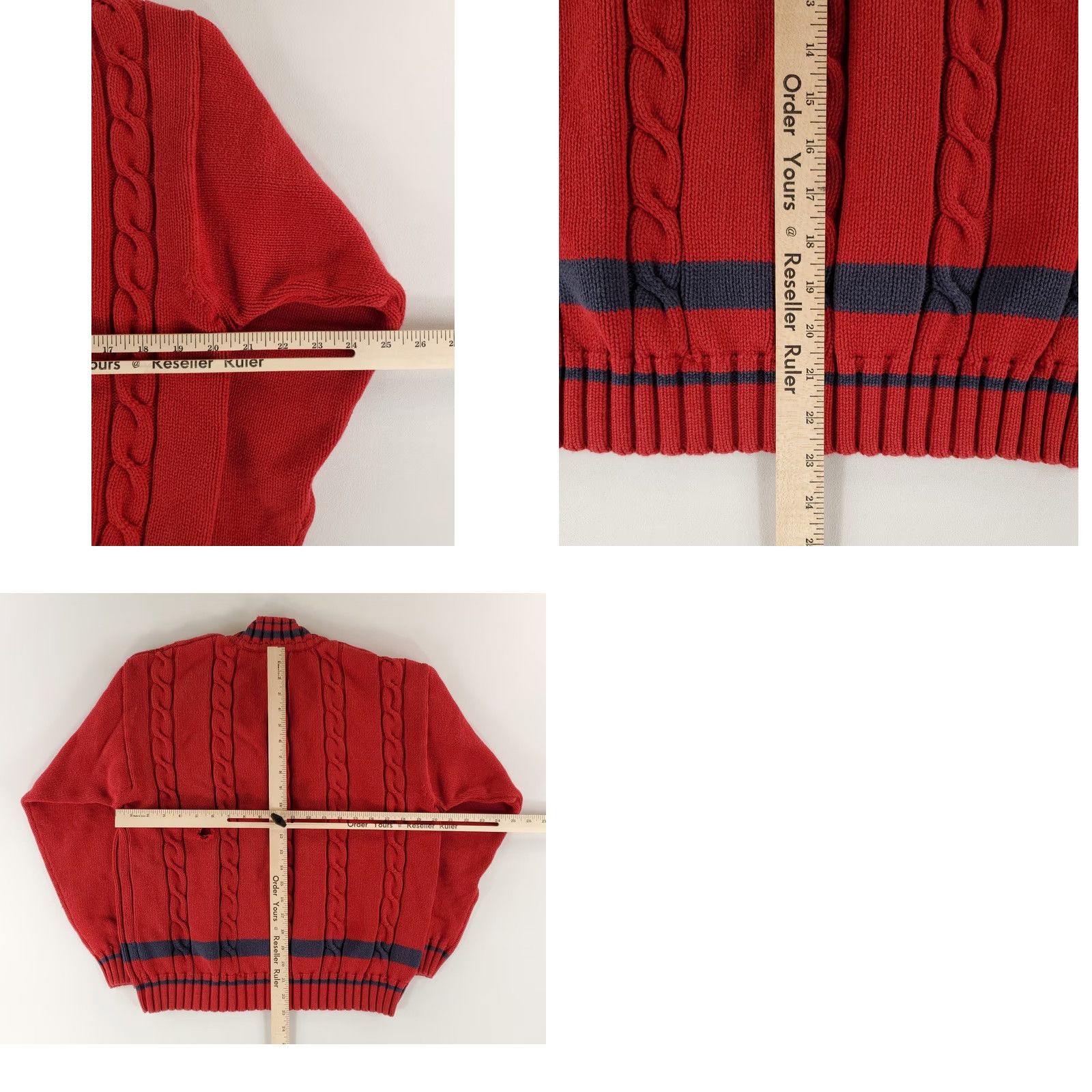 Gap VINTAGE GAP Y2K Cable Knit V Neck Sweater Fishermans Red Blue Mens M Pullover Baggy Hole Back? Size US M / EU 48-50 / 2 - 8 Thumbnail