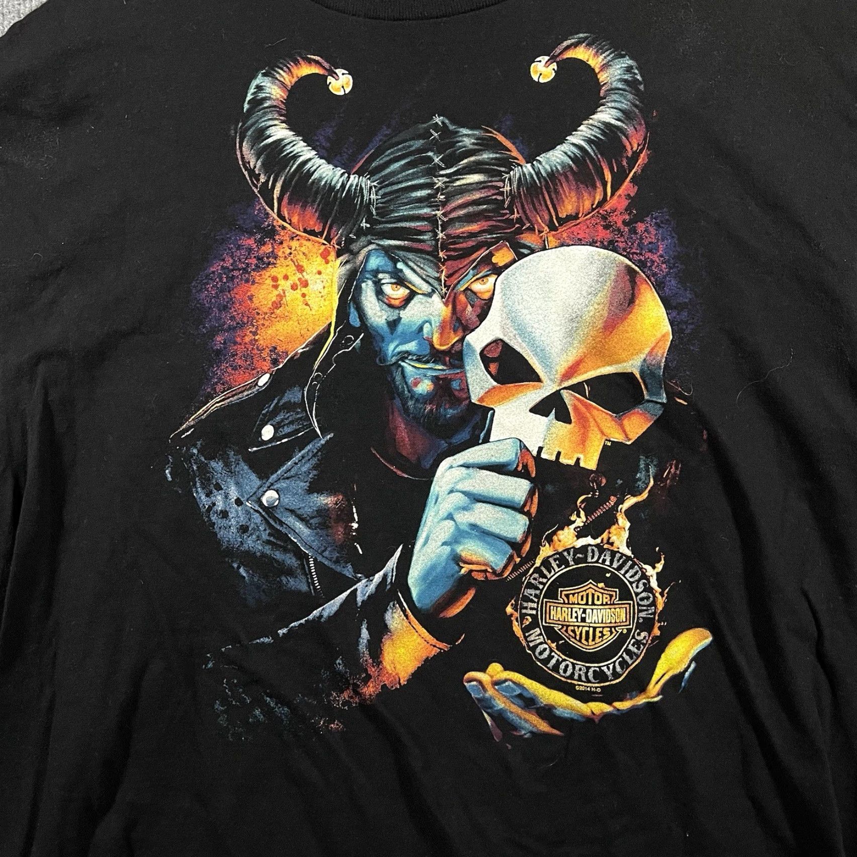 Harley Davidson VINTAGE Harley-Davidson T-Shirt XL Joker Jester Horror Clown Flames Y2K California Men Crew Neck Short Sleeve Black Cotton Hanes Beefy-T Size US XL / EU 56 / 4 - 2 Thumbnail