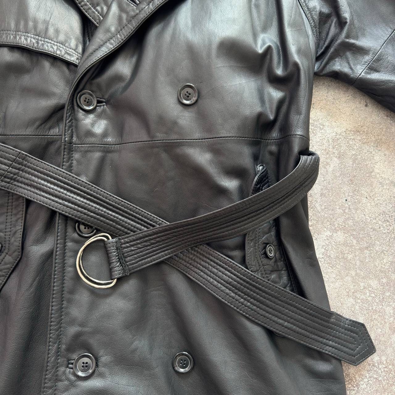 Other 90s Matrix Style Vintage Belted Leather Trench Coat Jacket Size US L / EU 52-54 / 3 - 8 Thumbnail