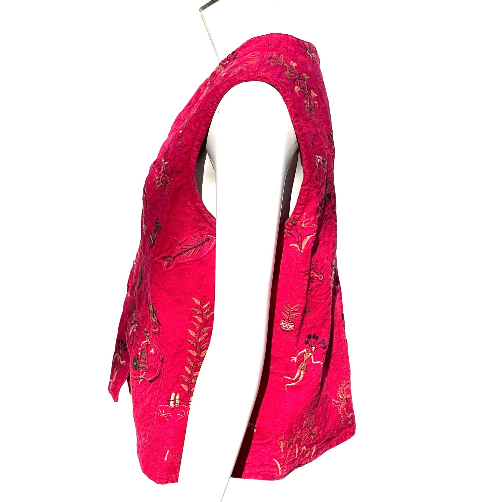 Chicos Chicos Design Red Embroidered Button Front Vest Boho Folk Ar Size L / US 10 / IT 46 - 2 Thumbnail