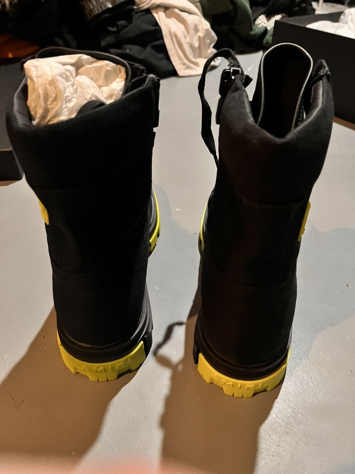 Amiri *Sample* AMIRI Black Canvas Combat Boots Neon Yellow Accents Size US 10.5 / EU 43-44 - 6 Thumbnail