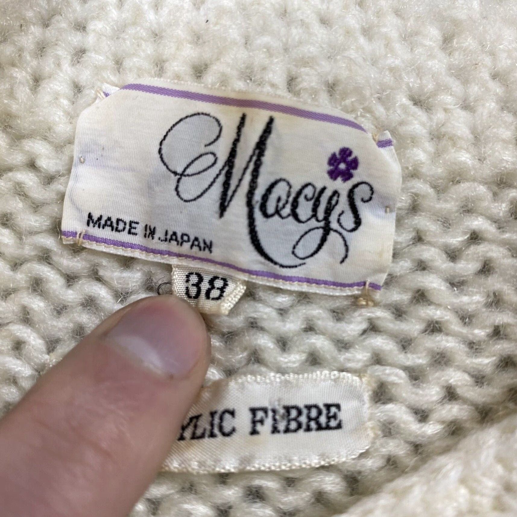 Vintage VINTAGE Macy's Knit Button-Up Cardigan - Womens - Ivory - 1950s GoGo Mod - Size 38 (M/L) Size M / US 6-8 / IT 42-44 - 4 Thumbnail