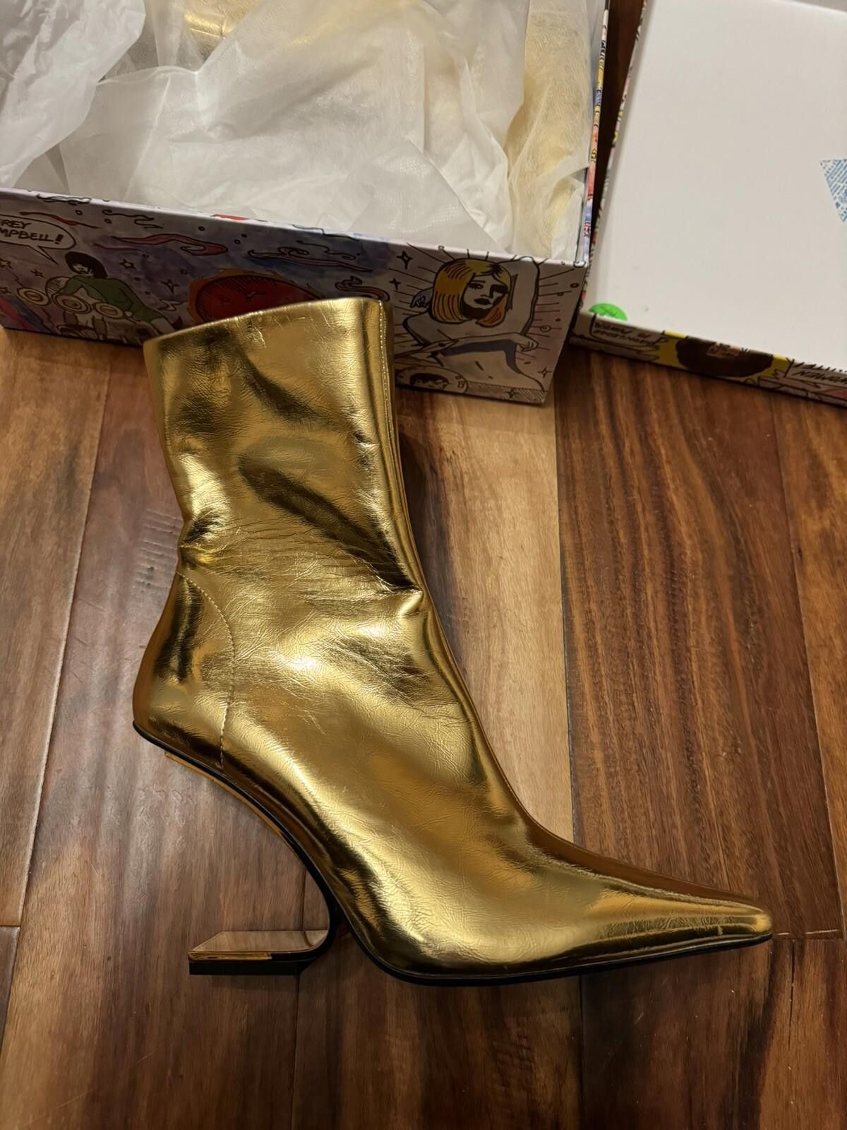 Jeffrey Campbell Jeffrey Campbell Golden Geometric Heel Pointed Boots Sz9/8 Size US 9 / IT 39 - 6 Thumbnail
