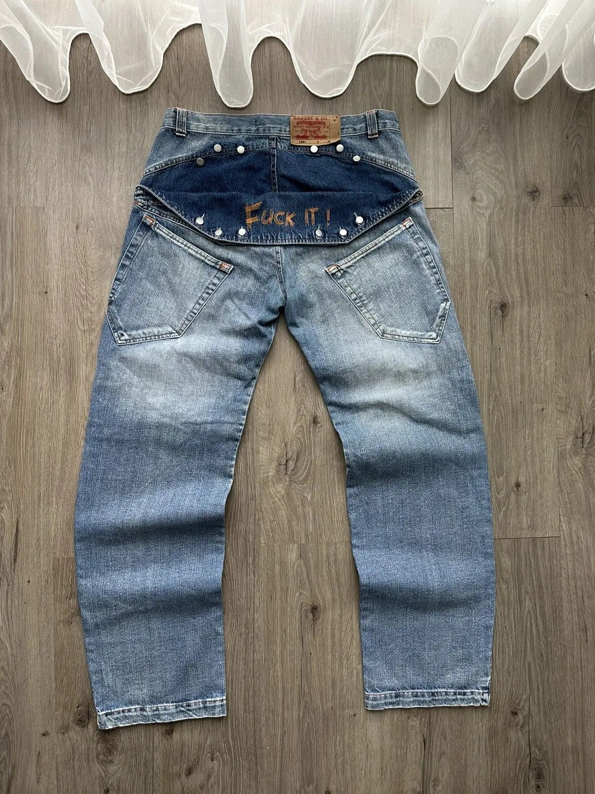 Japanese Brand × Vintage Vintage Progressive Fuck It Denim Wear Cowboy Jeans Pants Size US 34 / EU 50 - 16 Thumbnail