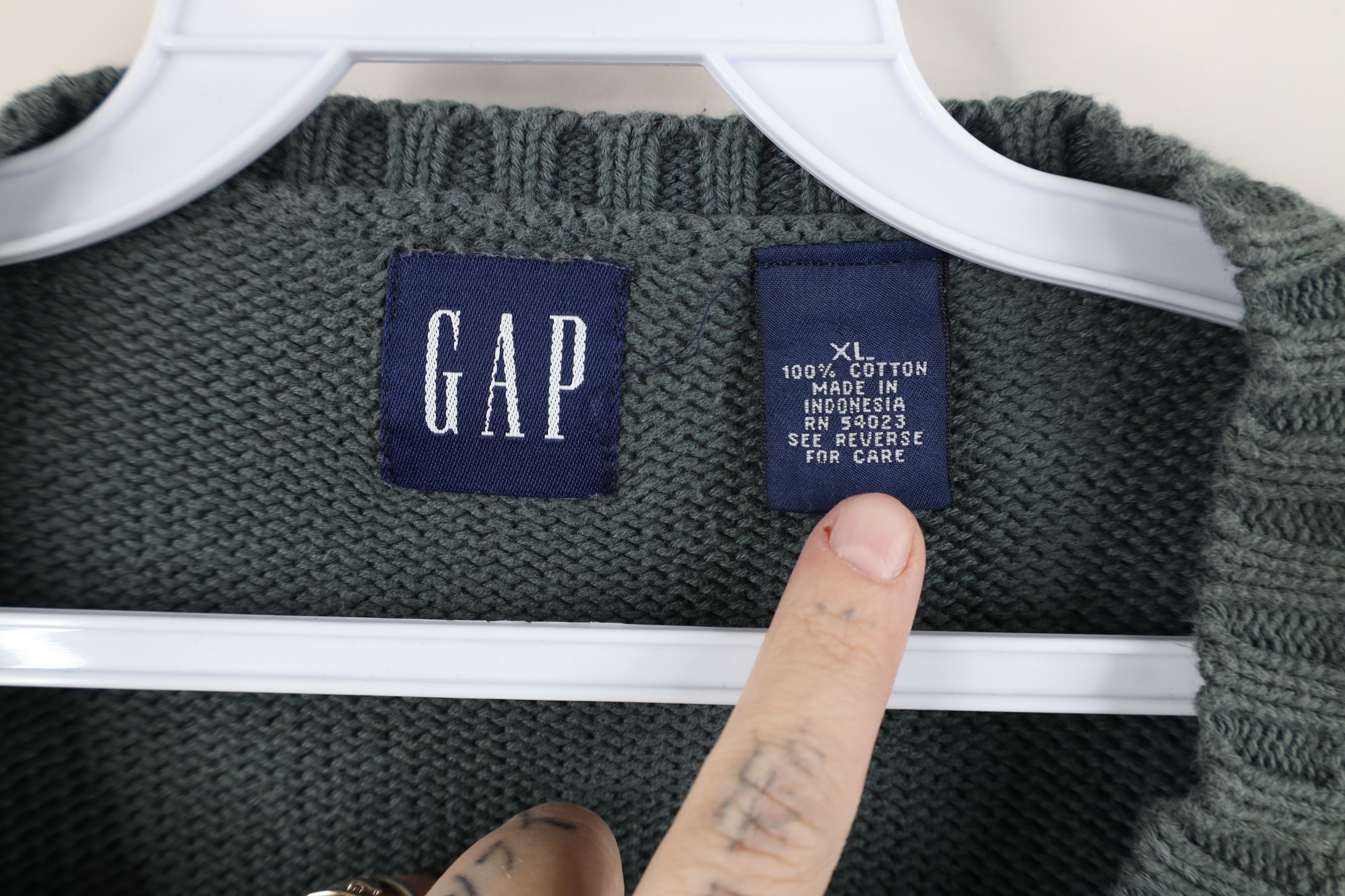Gap Vintage 90s Gap Blank Cotton Knit V-Neck Sweater Vest Green Size US XL / EU 56 / 4 - 5 Thumbnail