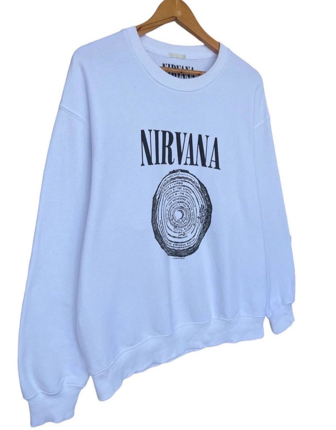 Band Tees × Nirvana × Uniqlo Nirvana Vestibule Big Logo White Sweatshirt Medium Size US M / EU 48-50 / 2 - 2 Thumbnail