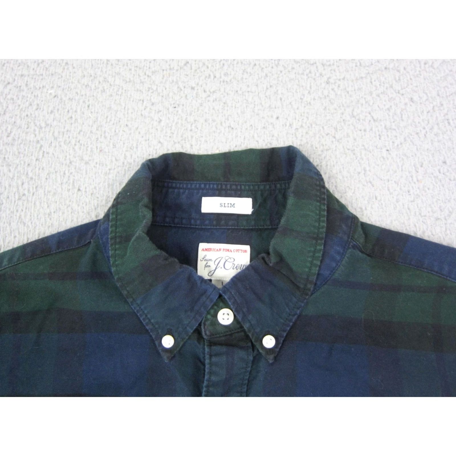 J.Crew VINTAGE J.CREW Shirt Mens Large Green Blue Black Watch Plaid Cotton Oxford 90s Slim Fit Size US L / EU 52-54 / 3 - 2 Thumbnail