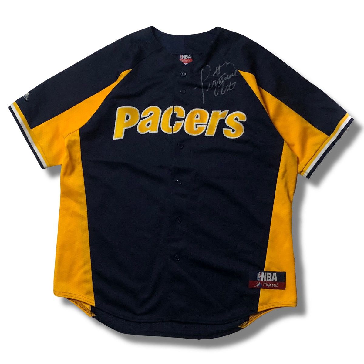 Image of Made In USA x Majestic Nba Indiana Pacers Majestic Jersey in Navy, Men's (Size XL)