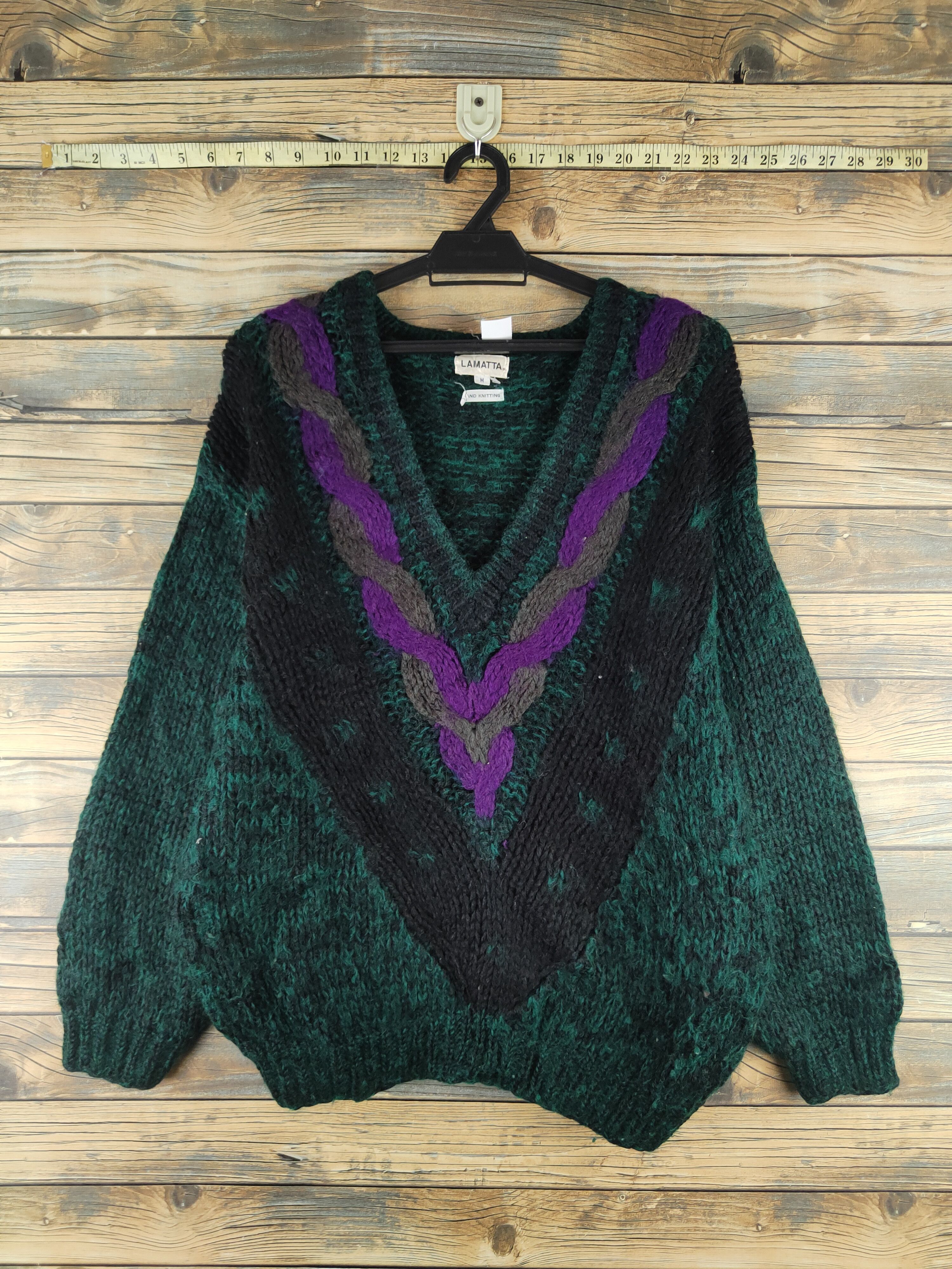 Handmade DL Japan hand knitting vintage Green Sweatshirts #46-436 Size US M / EU 48-50 / 2 - 1 Thumbnail