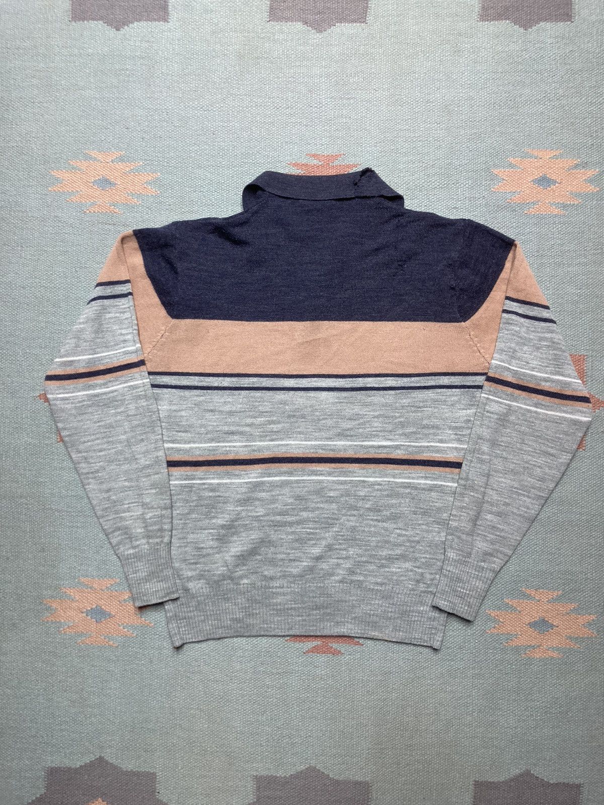 Vintage 70s 80s polo shirt acrylic knit distressed striped medium Size US M / EU 48-50 / 2 - 6 Thumbnail