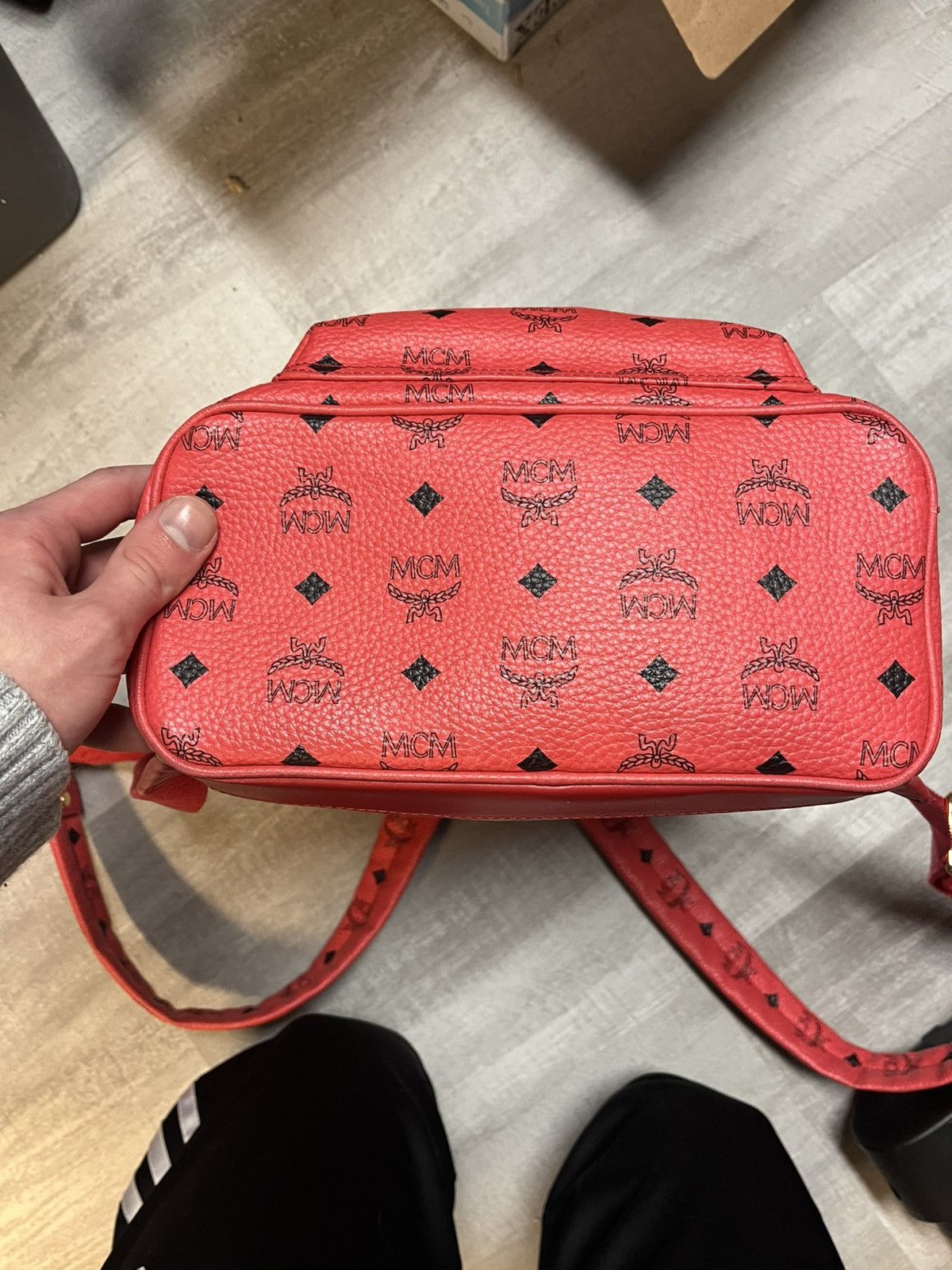 MCM MCM Red/Watermelon Colour Logo Monogram Backpack Size ONE SIZE - 5 Thumbnail