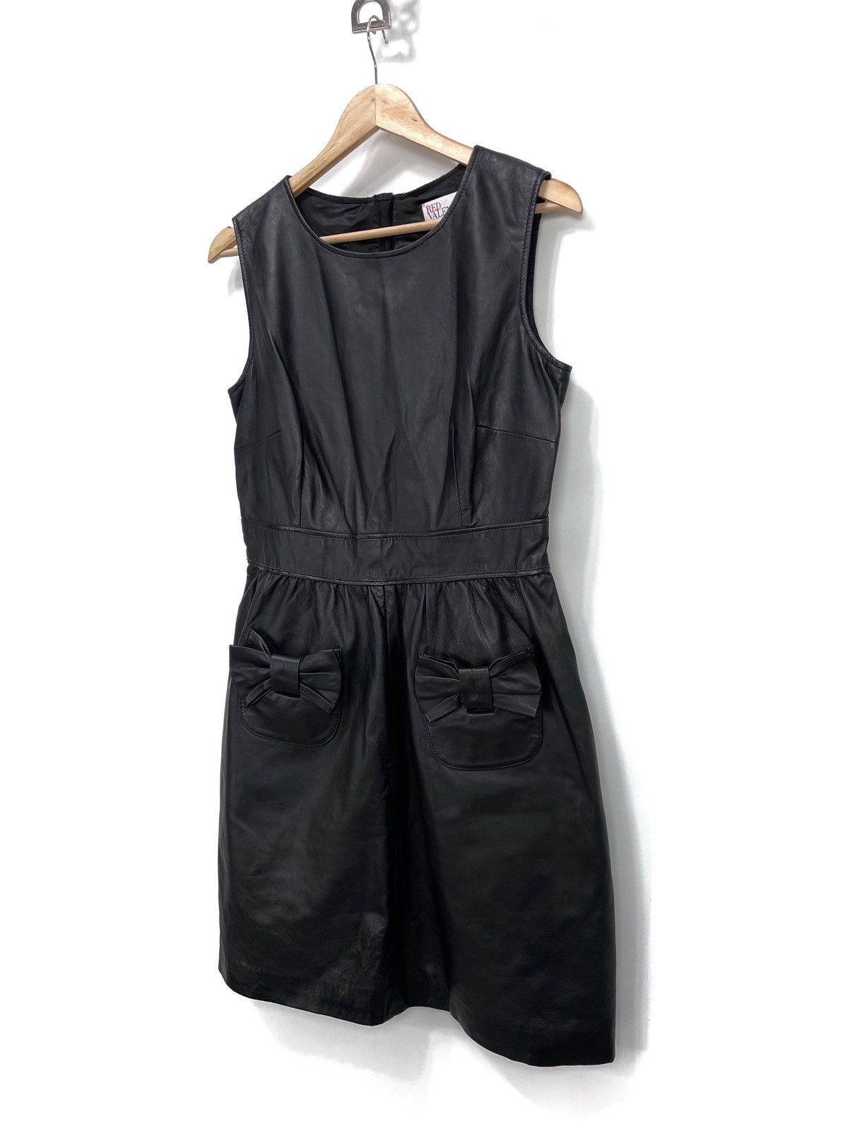 RED Valentino RED Valentino Lambskin Leather Sleeveless Bow Dress – IT 46 Size L / US 10 / IT 46 - 3 Thumbnail