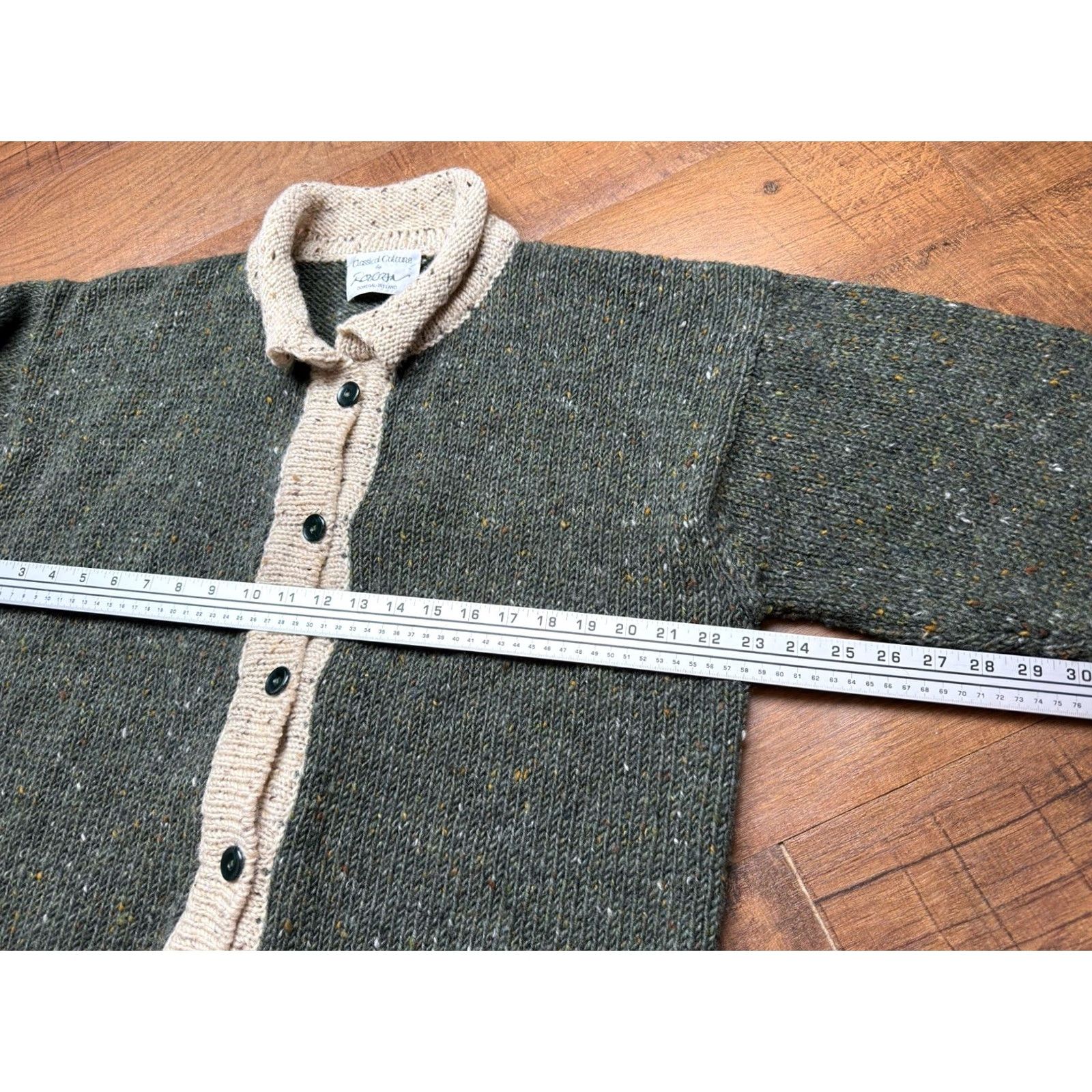 Vintage VINTAGE Rossan Knitwear Cardigan Sweater Mens L Green 100% Wool Made In Ireland Donegal Pullover Crew Neck Heavyweight Fall Winter Mens Size US L / EU 52-54 / 3 - 7 Thumbnail