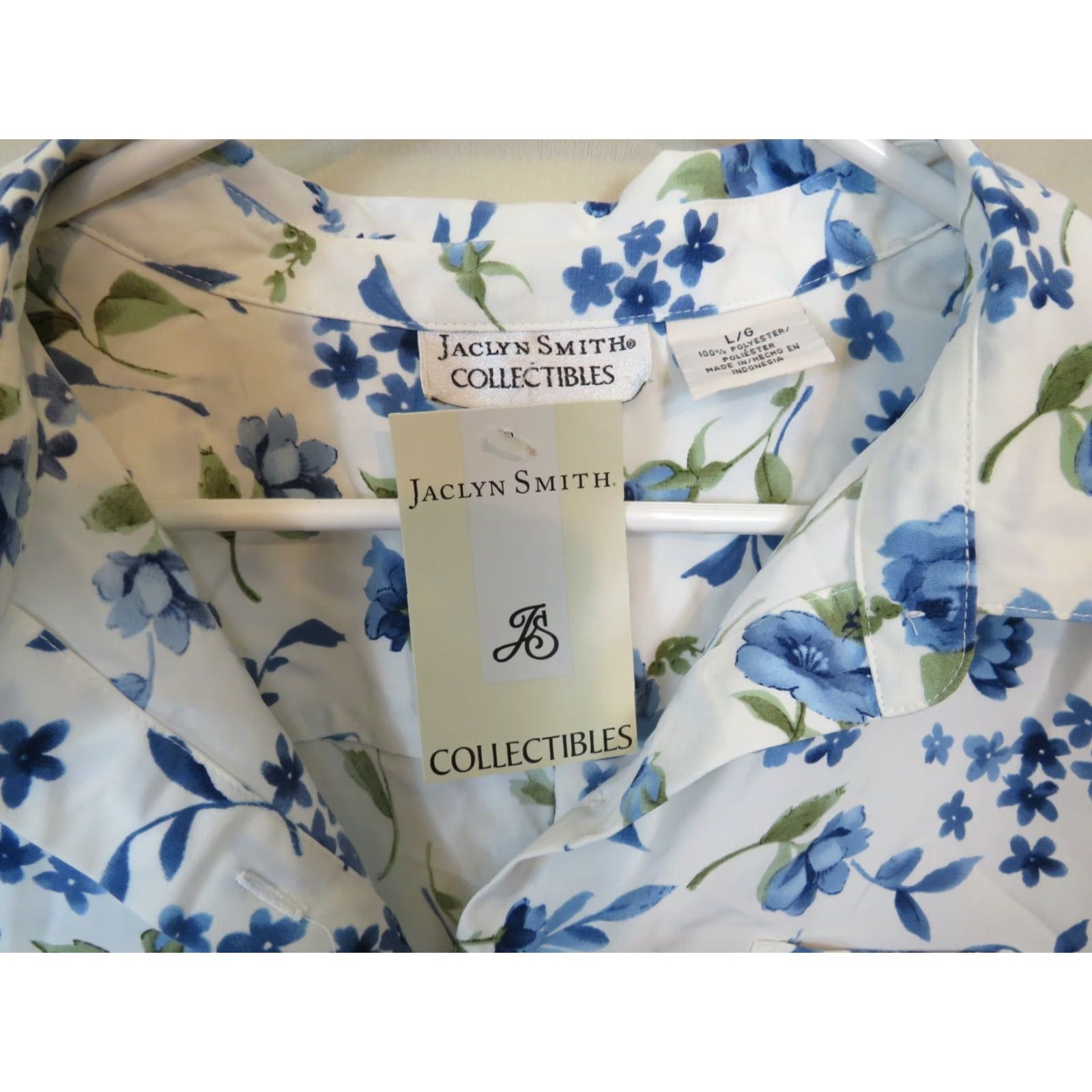Vintage VINTAGE Jaclyn Smith Shirt Blue White Floral Large Adult Regular NOS Size L / US 10 / IT 46 - 2 Thumbnail