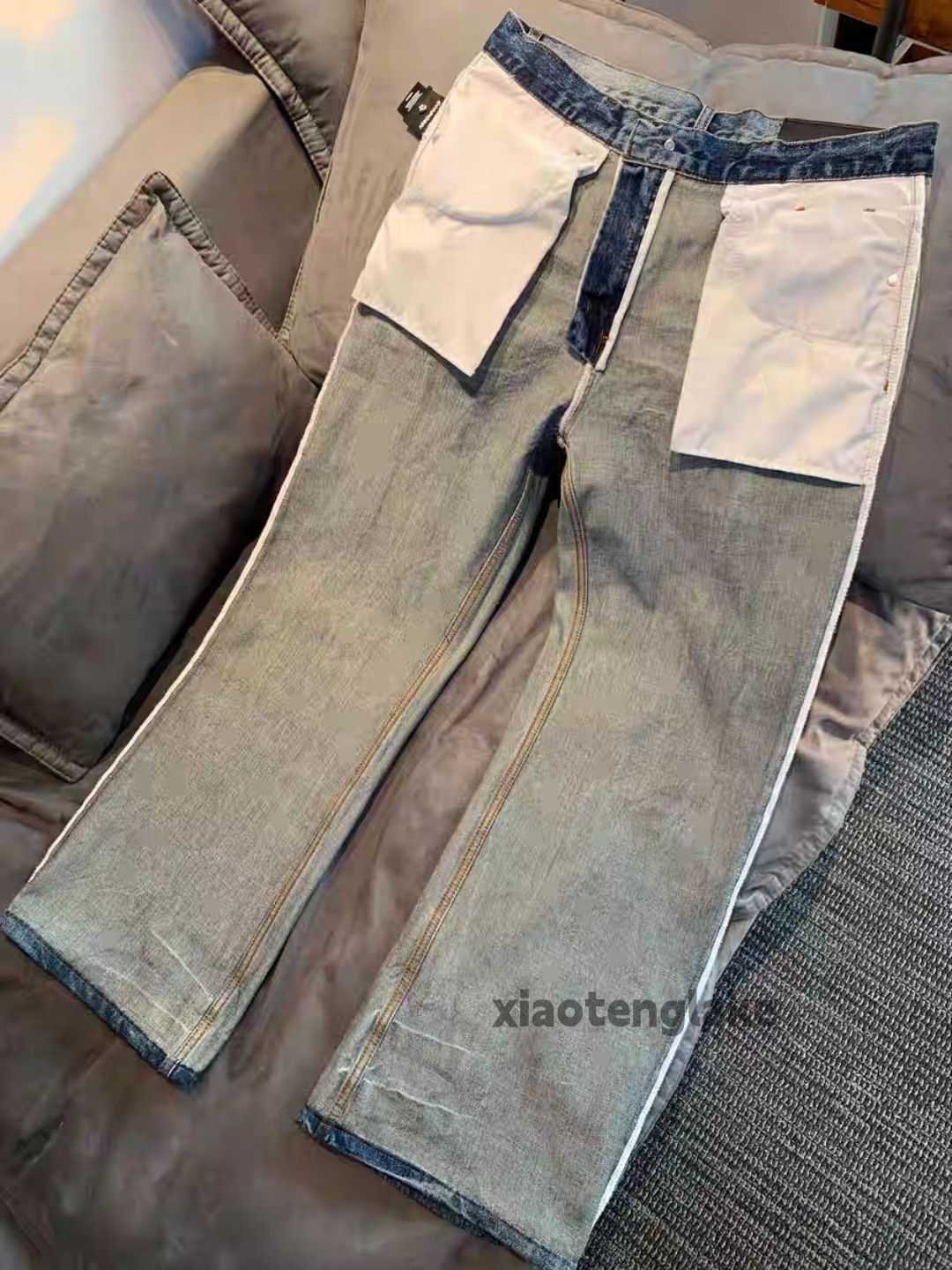 Jean Unisex washed faded punk grunge loose baggy jeans Size US 36 / EU 52 - 8 Thumbnail