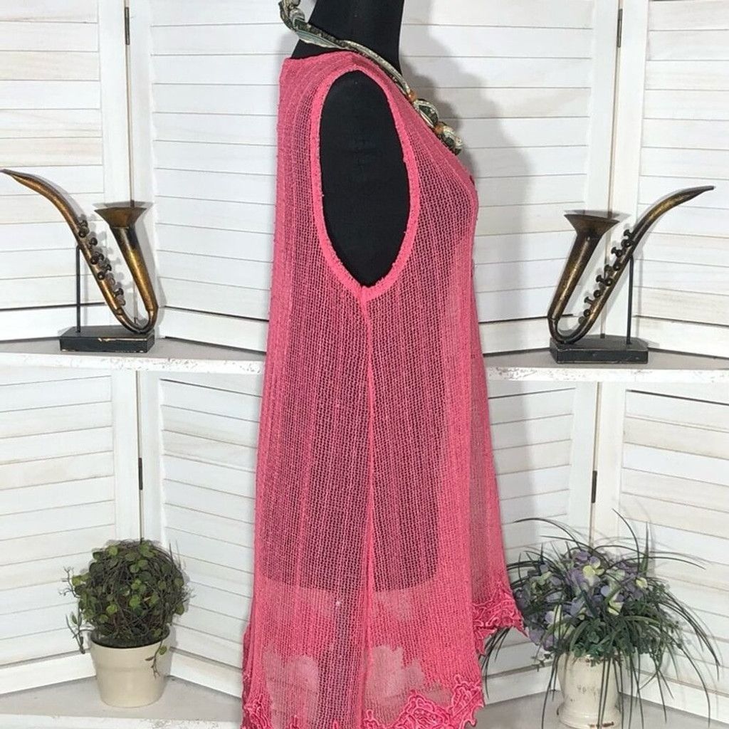 Vintage Simply Noelle Beach Cover Up Sheer Mesh Hot Pink Sz M Size L / US 10 / IT 46 - 4 Thumbnail