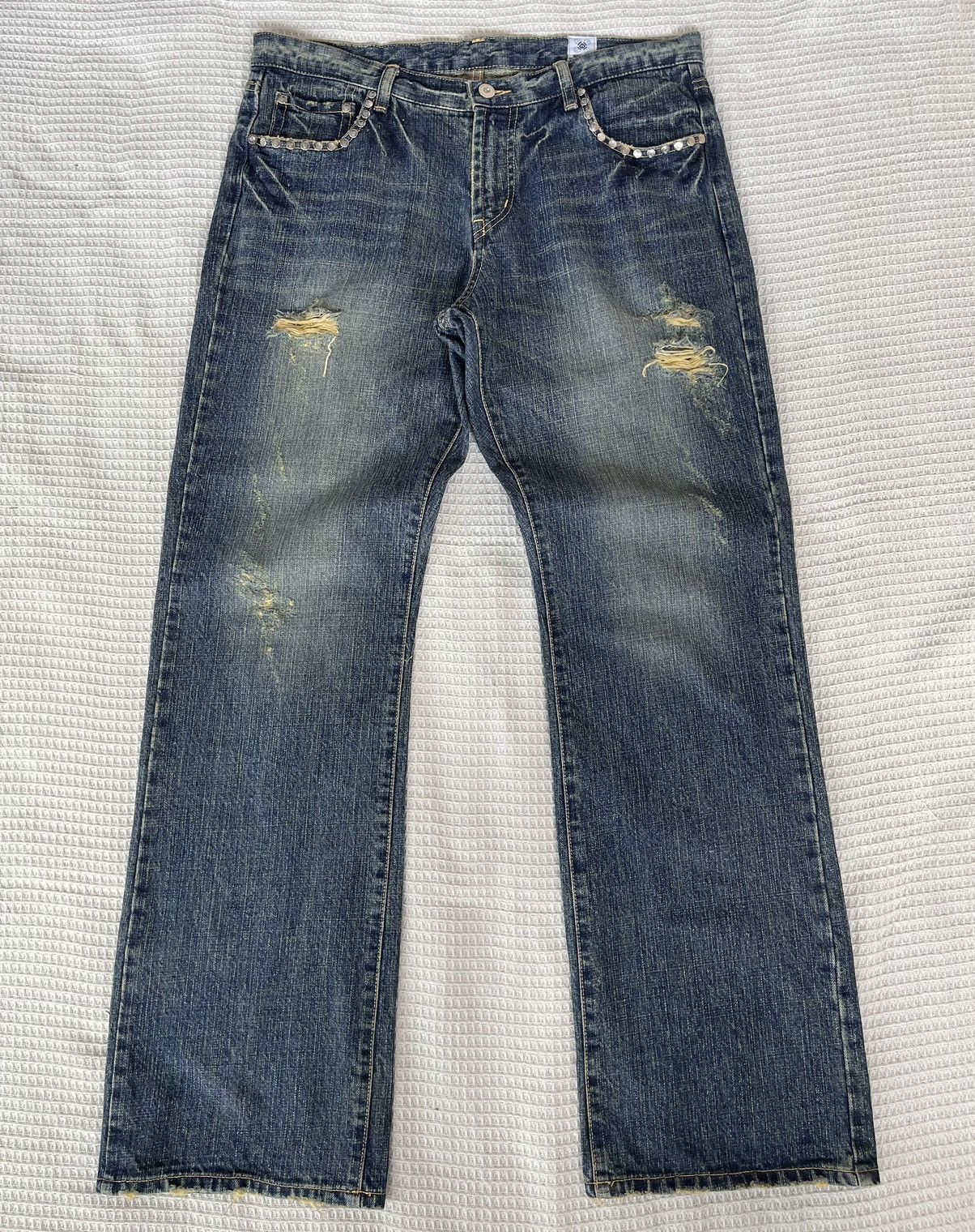 Kentucky Boy Tyler Rare‼️Vintage🔥WESTOPIA🔥Distressed Denim Skull Punk Design Size US 35 - 1 Thumbnail