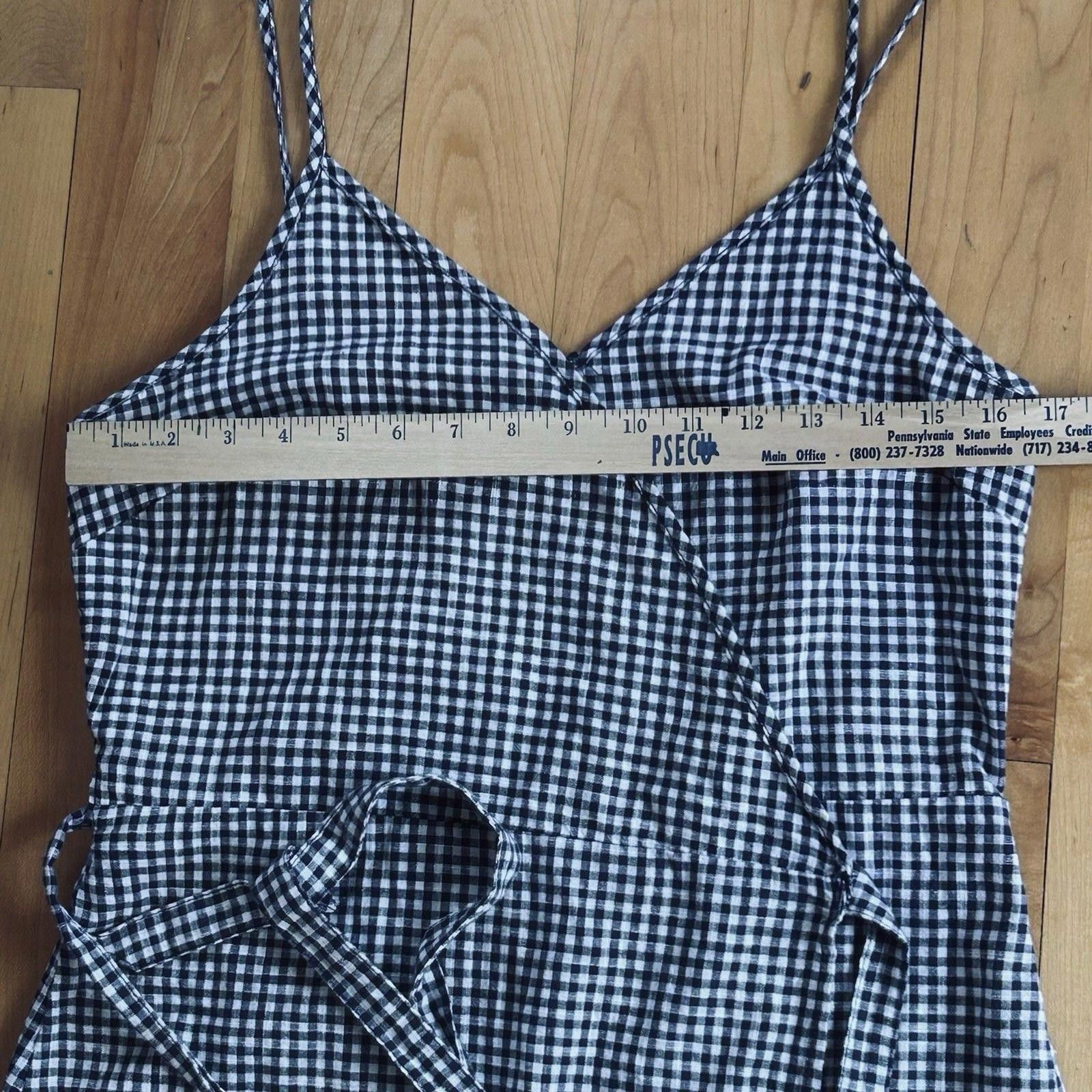 Other Aerie Plaid Navy White Wrap Dress sz Lg Cottagecore Coquette Size L / US 10 / IT 46 - 6 Thumbnail