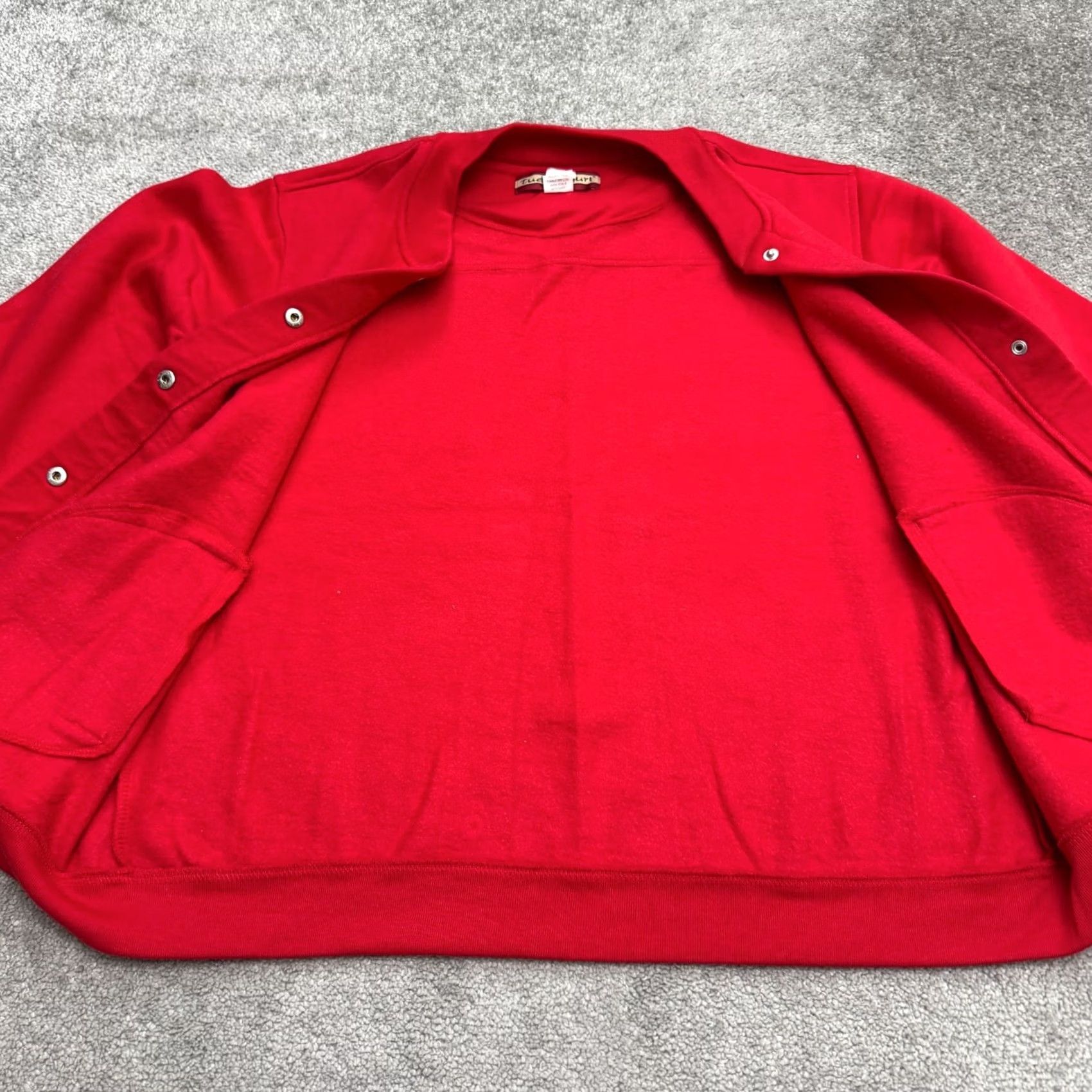 Tudor VINTAGE Tudor Court Sweatshirt Womens Large Petite Red 90s Cardigan Crew Neck Button Down Snap Front Pockets All Seasons Size L / US 10 / IT 46 - 3 Thumbnail