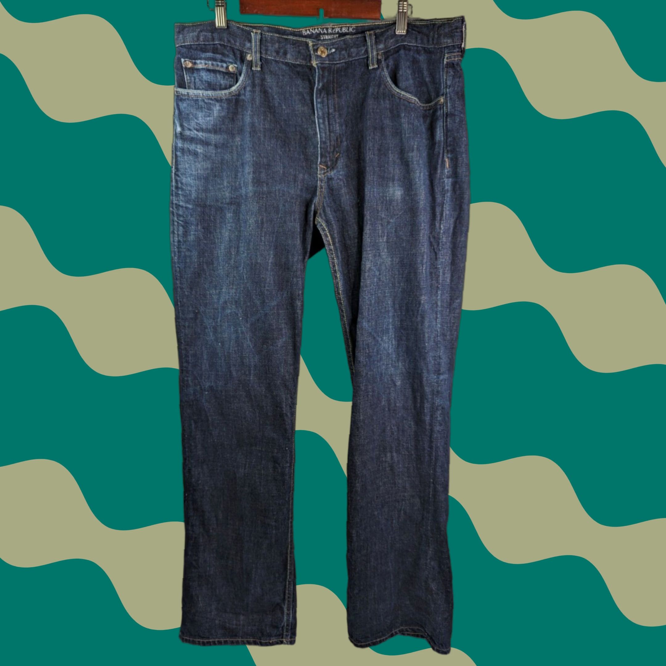 Banana Republic Banana Republic Jeans Denim Straight Leg 39x33 Mens Regular Blue Cotton Blend -Banana Republic- Denim Jeans -N/A Size US 39 - 1 Thumbnail
