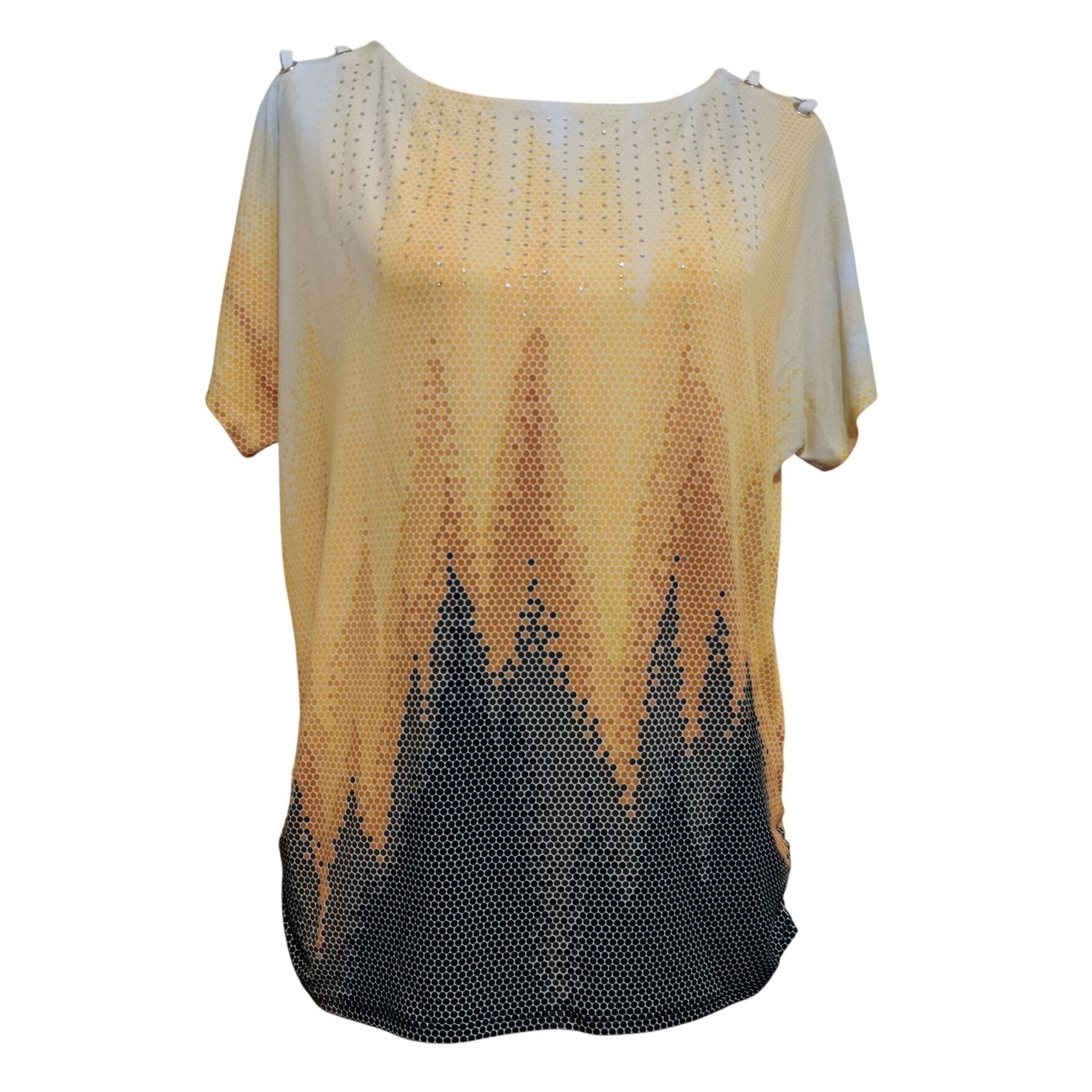 JM Collection JM Collection Womens Blouse Rhinestone Grommet Embellished G Size M / US 6-8 / IT 42-44 - 1 Thumbnail