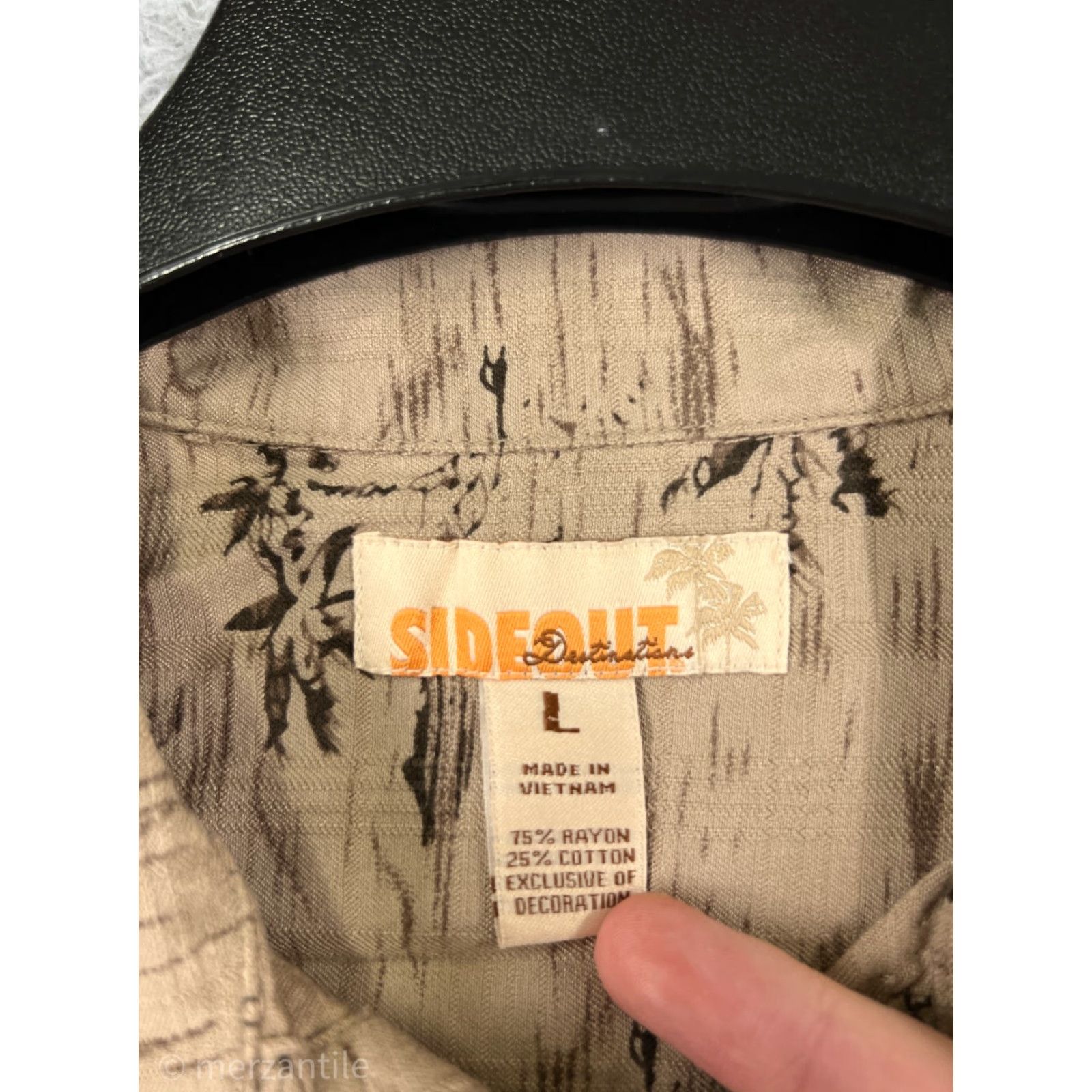 Sideout Sideout Shirt Mens L Beige Hawaiian Palm Island Print Aloha Floral Beach Summer Hawaiian 90s? Size US L / EU 52-54 / 3 - 7 Thumbnail