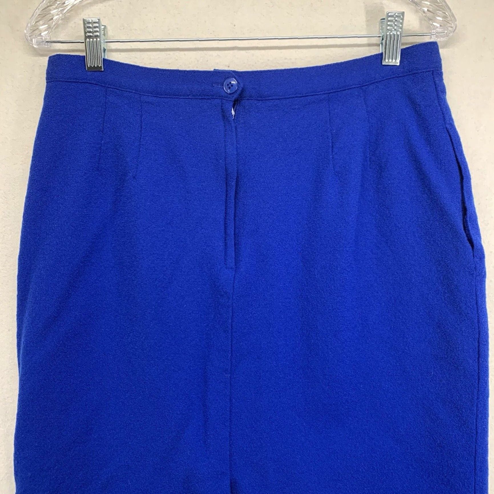 Vintage Vintage Wool Skirt Women 16P Knee Length Straight Pencil Blue Pockets Lined Size 38" / US 16 / IT 52 - 7 Thumbnail