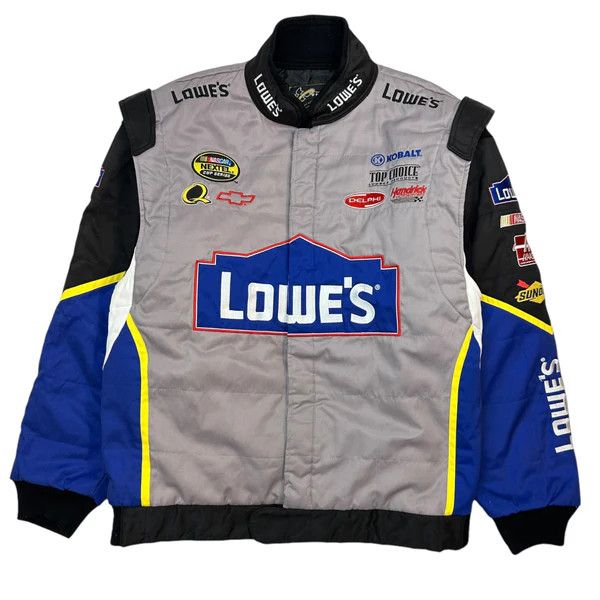 Image of Chase Authentics Vintage Lowe’S Jimmie Johnson Racing Jacket in Gray Black, Men's (Size XL)