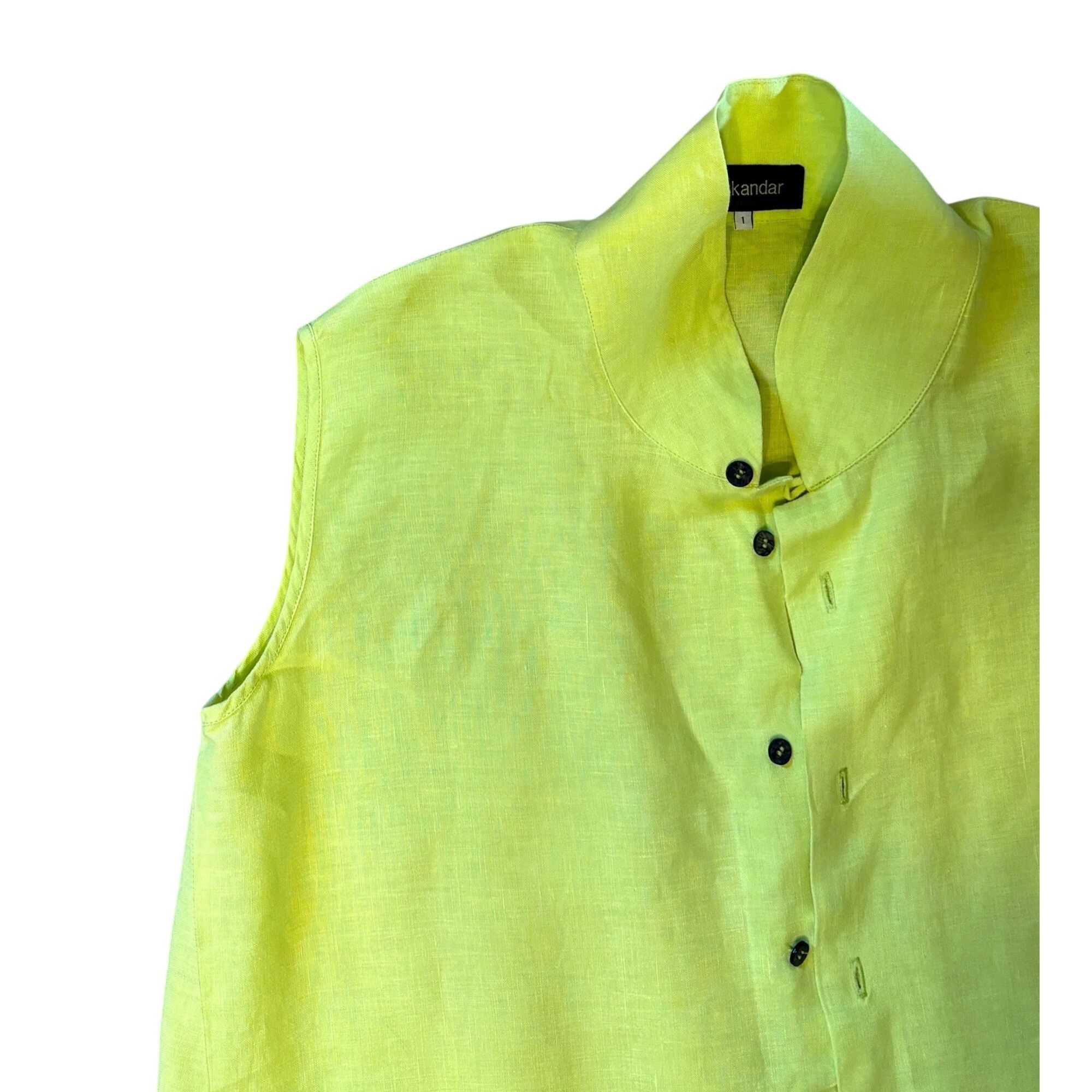 eskandar $875 Eskandar 1 10/12 Linen Sleeveless Shirt Dress Lagenlook Size L / US 10 / IT 46 - 4 Thumbnail