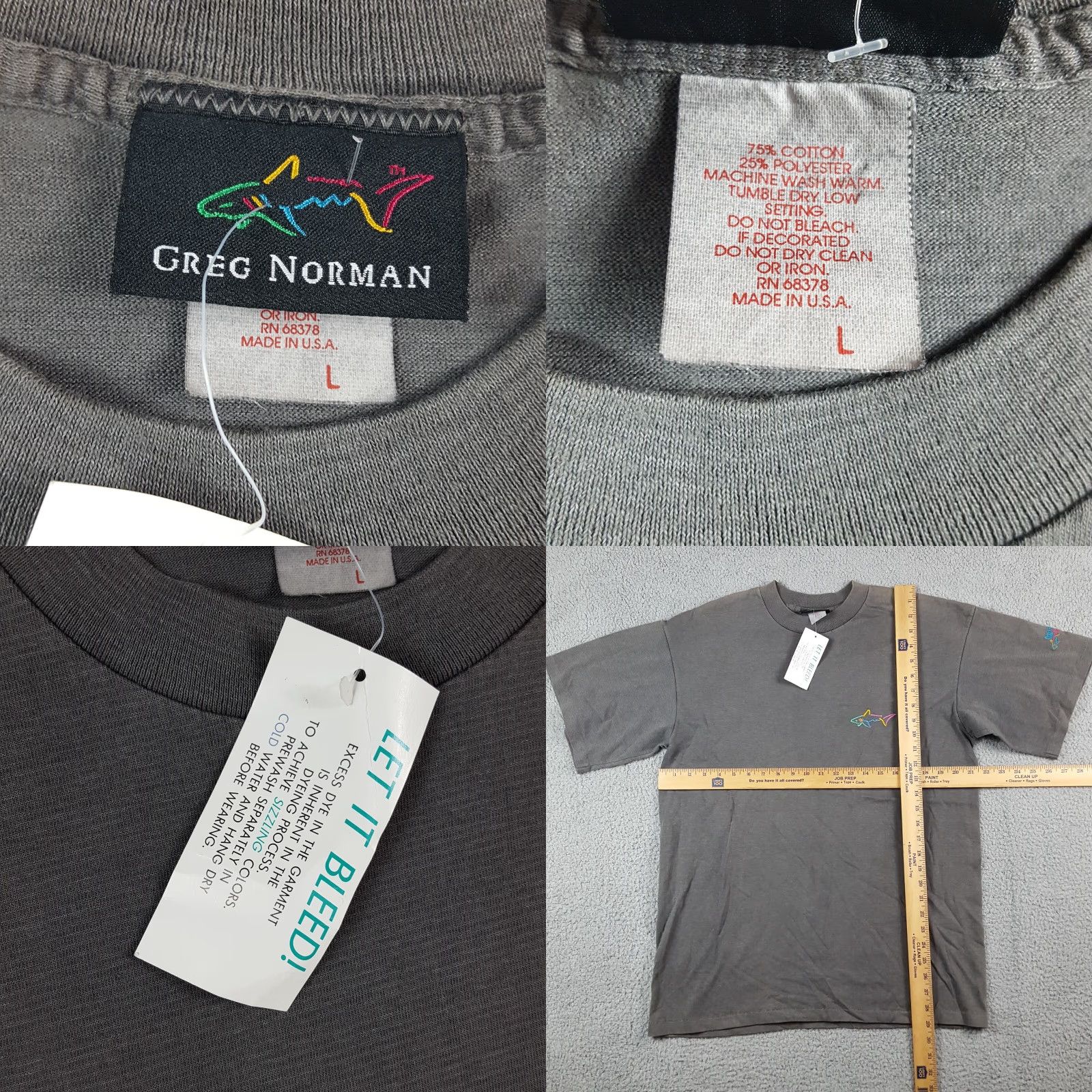Logo 7 VINTAGE Greg Norman Golf Shark Logo T-Shirt Men Large Gray 90s 2000s Y2K Embroidered Crew Neck Short Sleeve USA Made Size US L / EU 52-54 / 3 - 8 Thumbnail