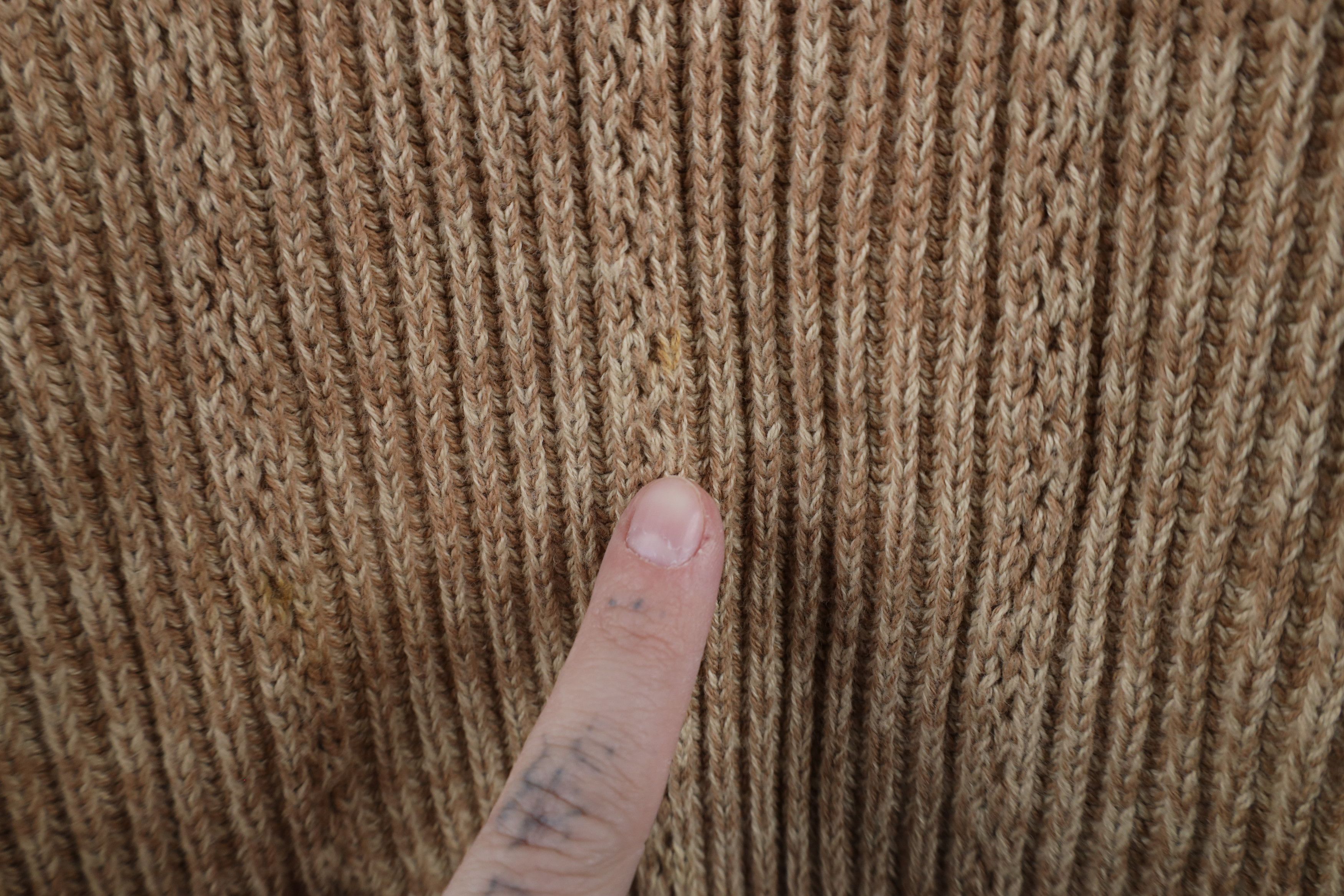 Chaps × Vintage Vintage 90s Chaps Cotton Ribbed Knit Sweater Oatmeal Brown Size US L / EU 52-54 / 3 - 5 Thumbnail