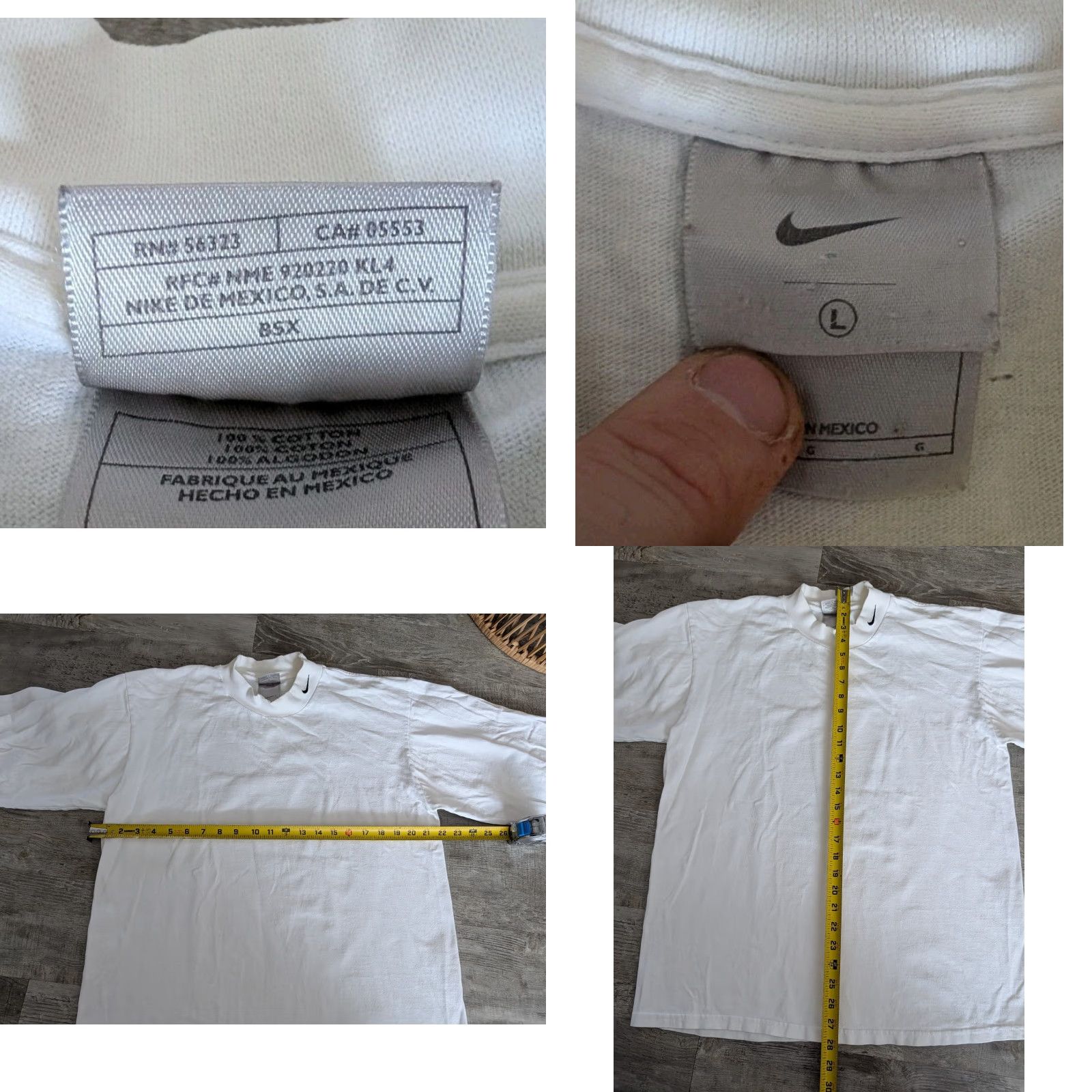 Nike VINTAGE Nike Mock Neck Long Sleeve Tee Shirt White L Mens Distressed 90s Sports Size US L / EU 52-54 / 3 - 8 Thumbnail