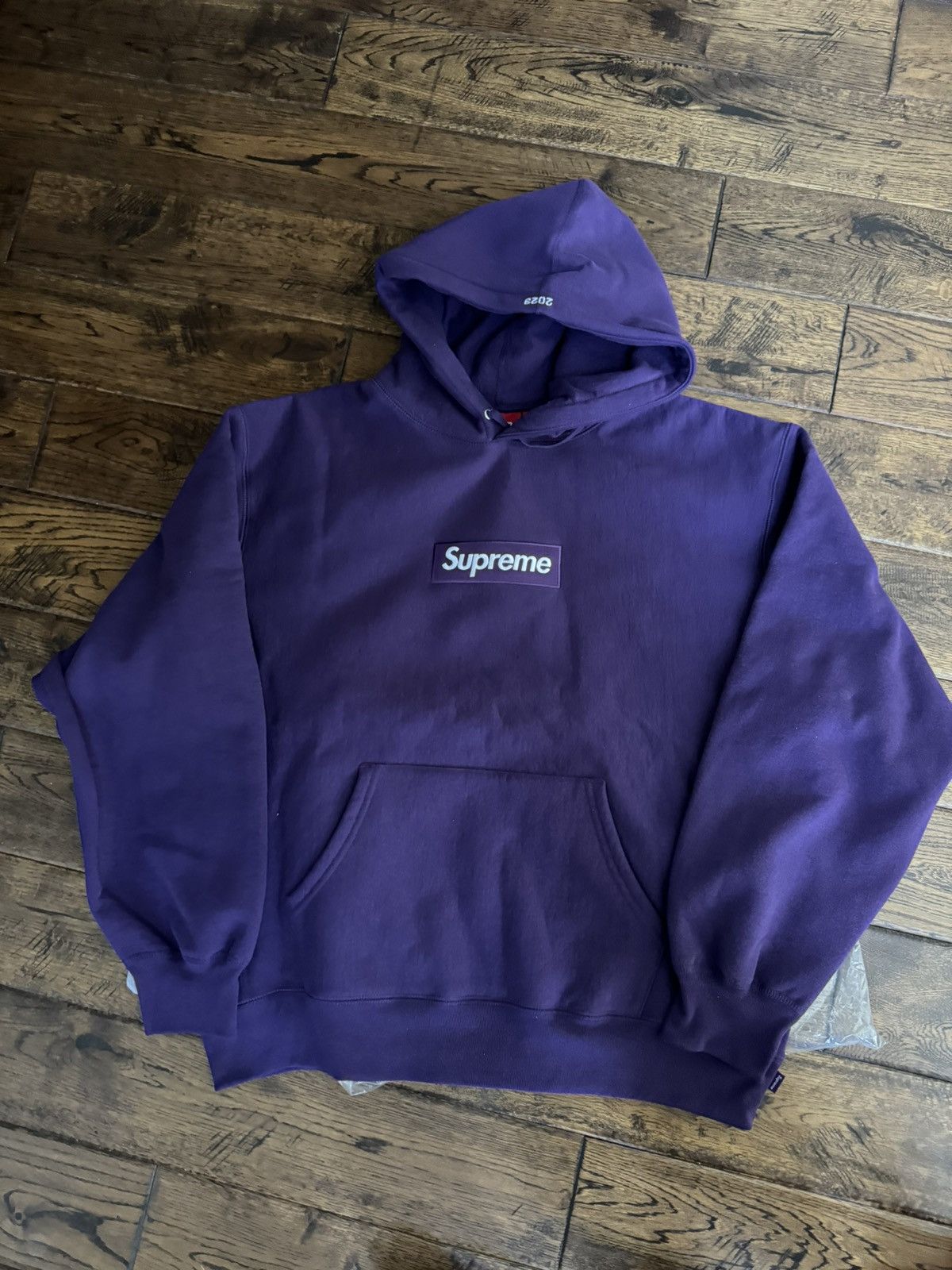 image of Supreme Purple Box Logo Hoodie, Men's (Size Small)