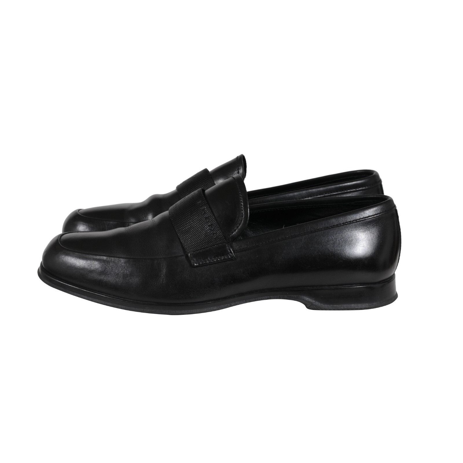 Prada Loafers Black Leather Sport Rubber Sole - 02254 Size US 8.5 / EU 41-42 - 4 Thumbnail