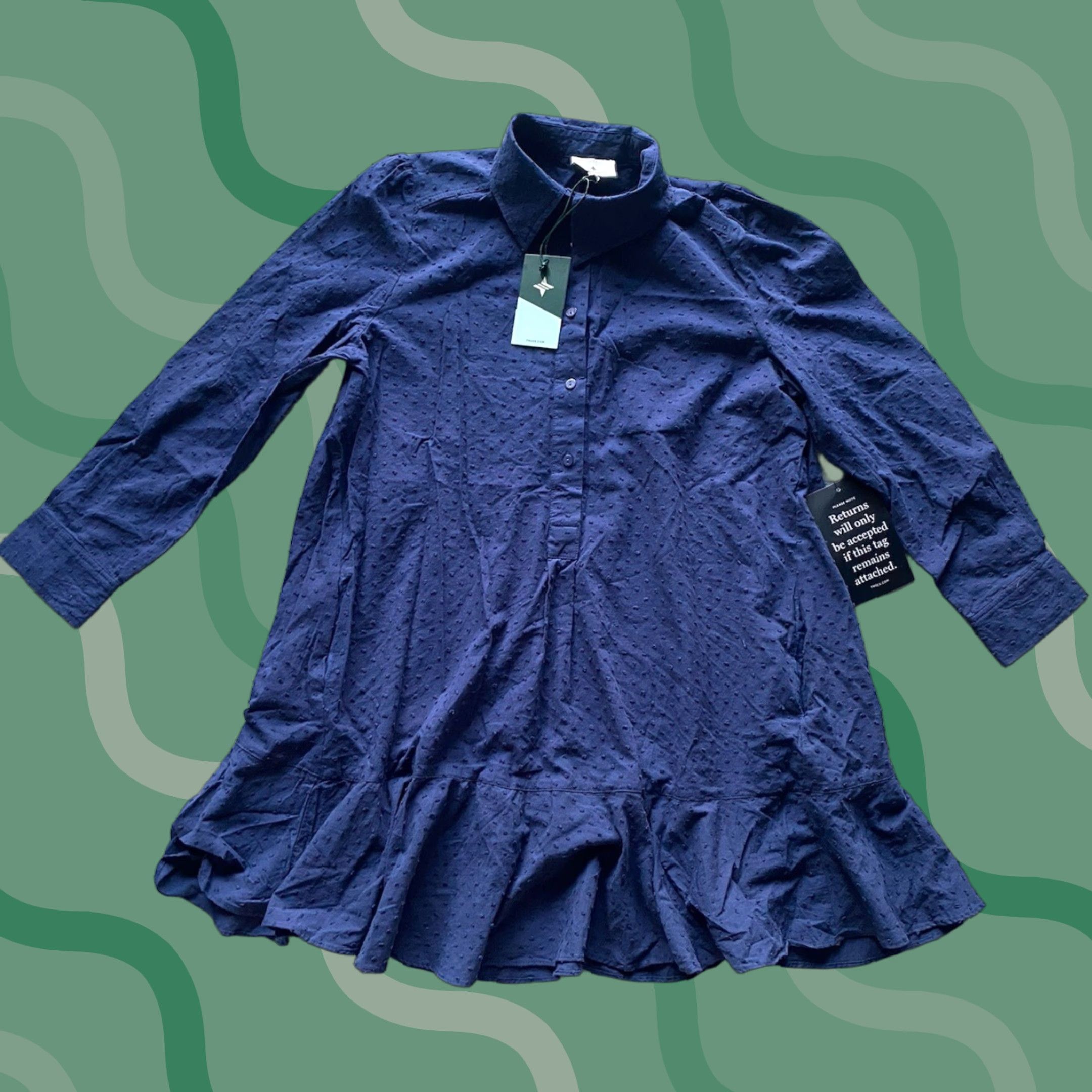 Vintage Tuckernuck Top Women Navy Blue Swiss Dot L Size L / US 10 / IT 46 - 1 Thumbnail