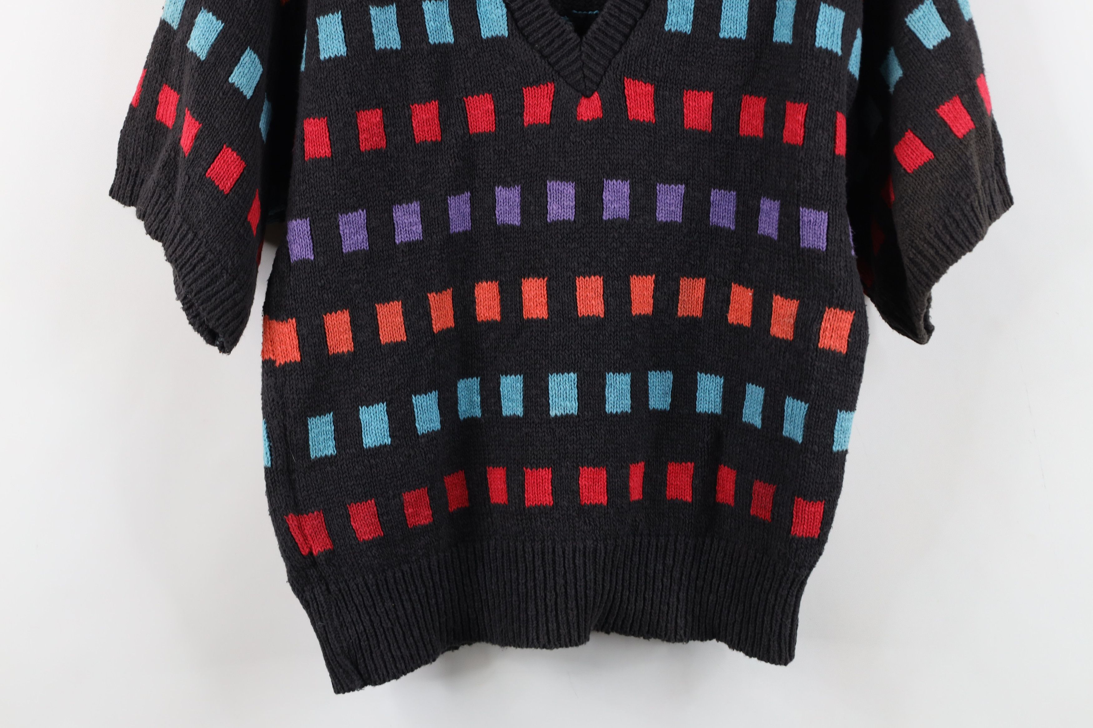 Vintage Vintage 90s Streetwear Checkered Short Sleeve Sweater US Size M / US 6-8 / IT 42-44 - 3 Thumbnail
