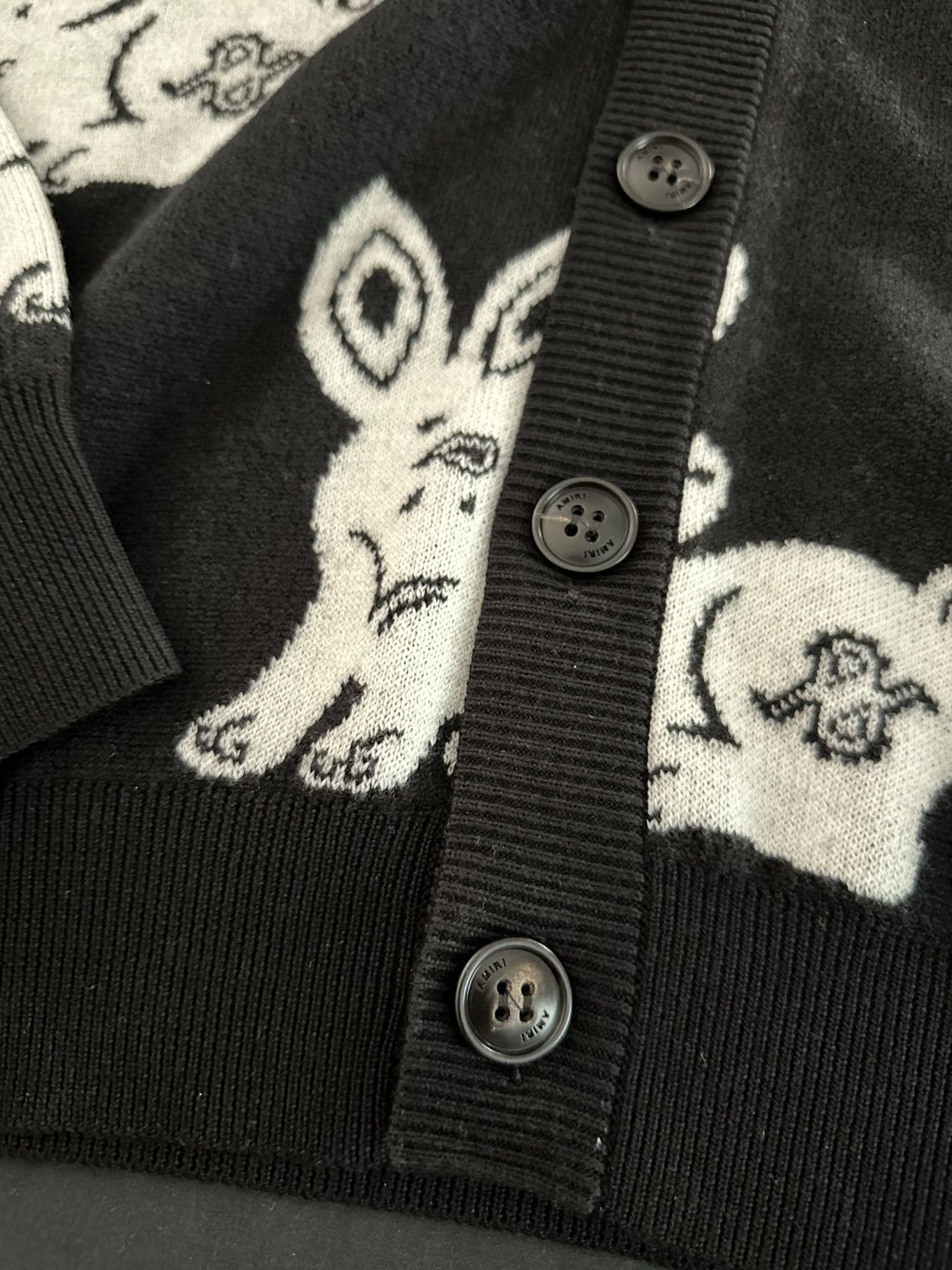 Amiri Amiri Black Rabbit Repeat Cardigan Size US M / EU 48-50 / 2 - 5 Thumbnail