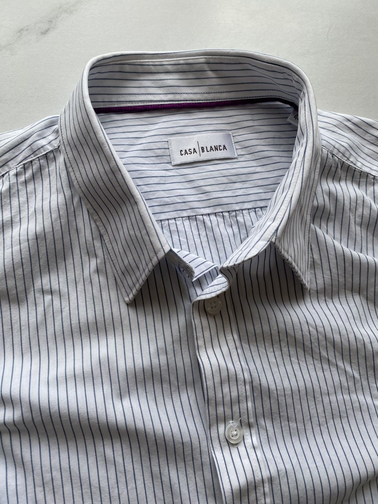 Casablanca White shirt striped blue Casablanca size 44 Vintage designer Size US XL / EU 56 / 4 - 1 Thumbnail