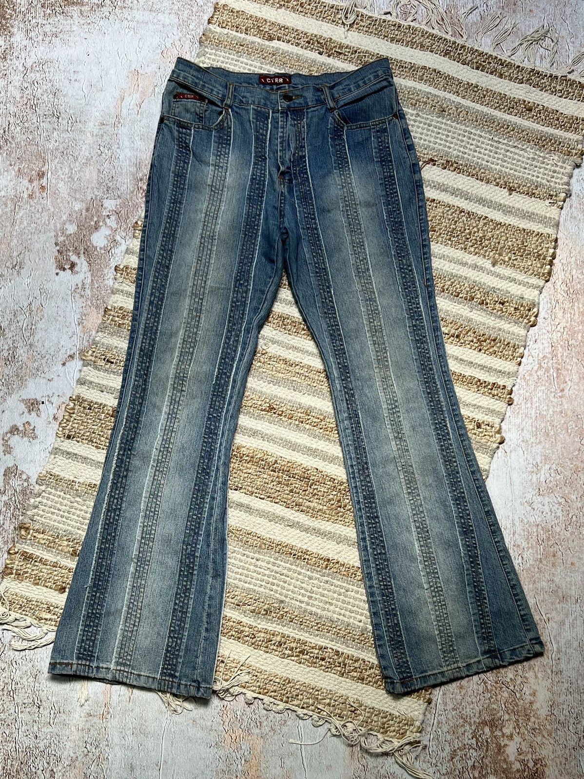 Japanese Brand Vintage Japanese patch work flare jeans Size US 30 / EU 46 - 1 Thumbnail