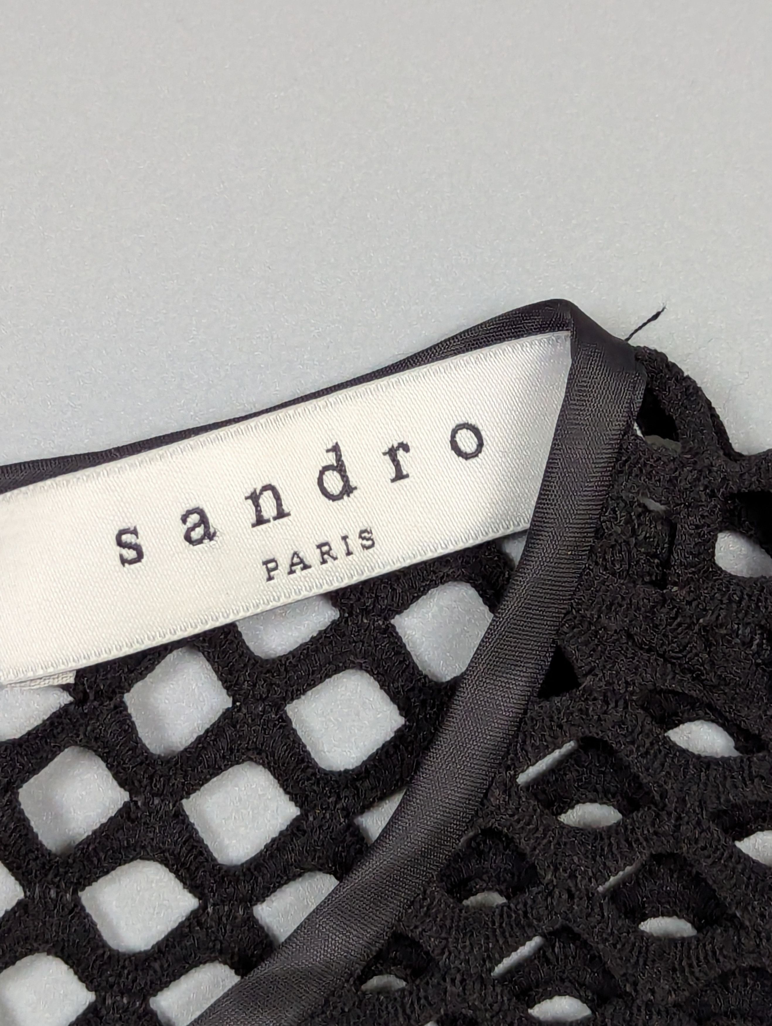 Sandro SANDRO Paris Women’s Black Mesh Cut Out Luxury Mini Dress Size S / US 4 / IT 40 - 6 Thumbnail