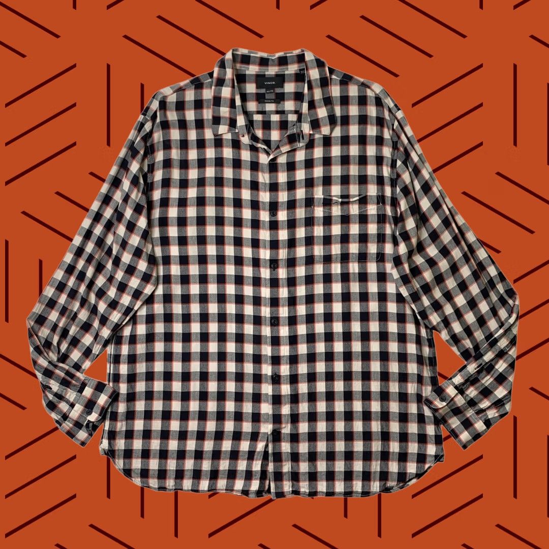 Vince Shirt Mens 2XL Ojai Plaid Bold Check Classic Fit Long Sleeve Cotton Blend, Men's (Size Xxl)