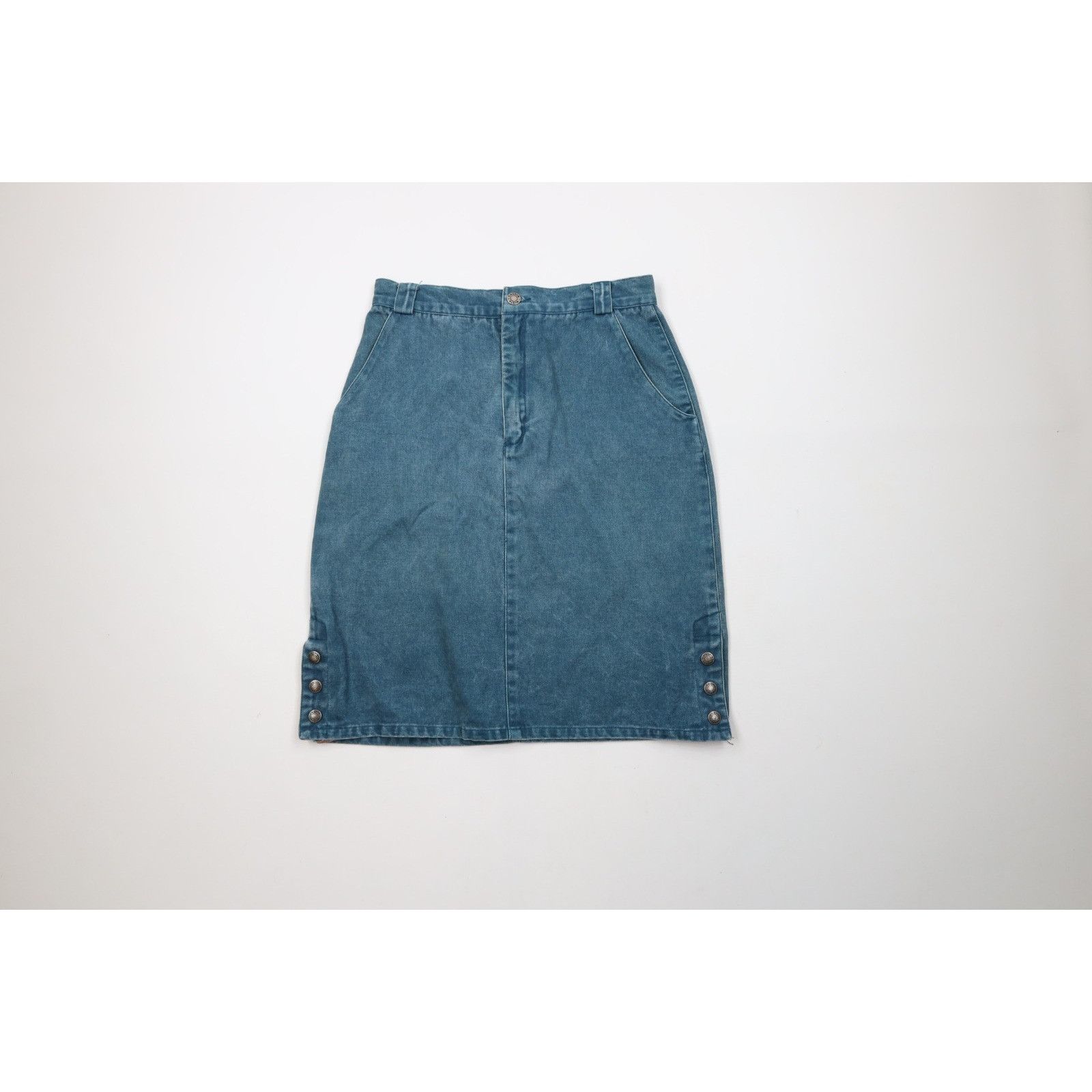 Calvin Klein Vintage 90s Calvin Klein Faded Stonewash Pigment Denim Skirt Size 34" / US 12 / IT 48 - 1 Thumbnail