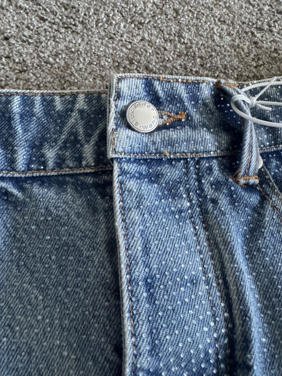 Alexander Wang Alexander Wang Crystal Denim Mini Skirt 28 Clear Hotfix Size 28" / US 6 / IT 42 - 6 Thumbnail